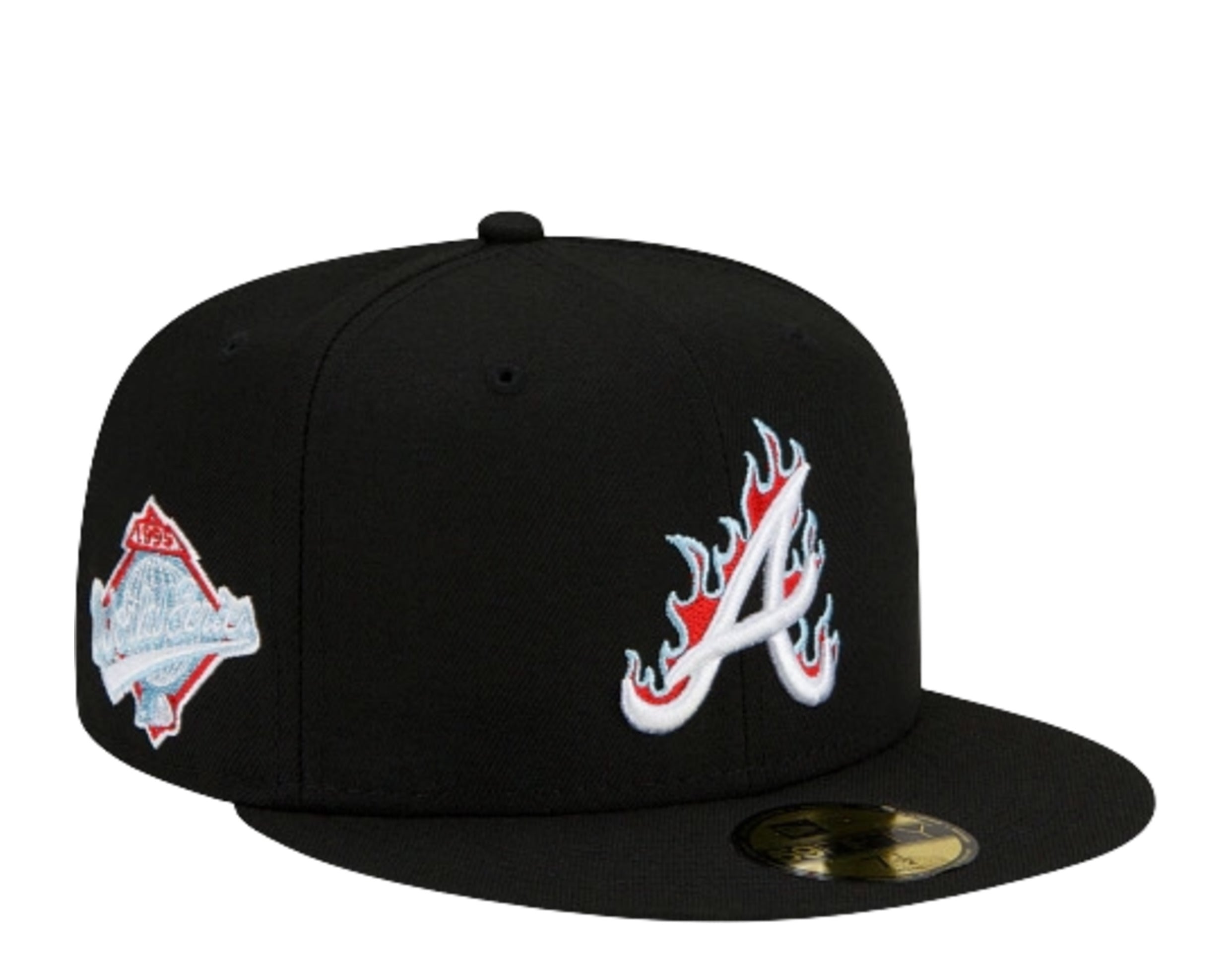Custom Atlanta Braves Hat Rhinestones on logo Flames - Depop