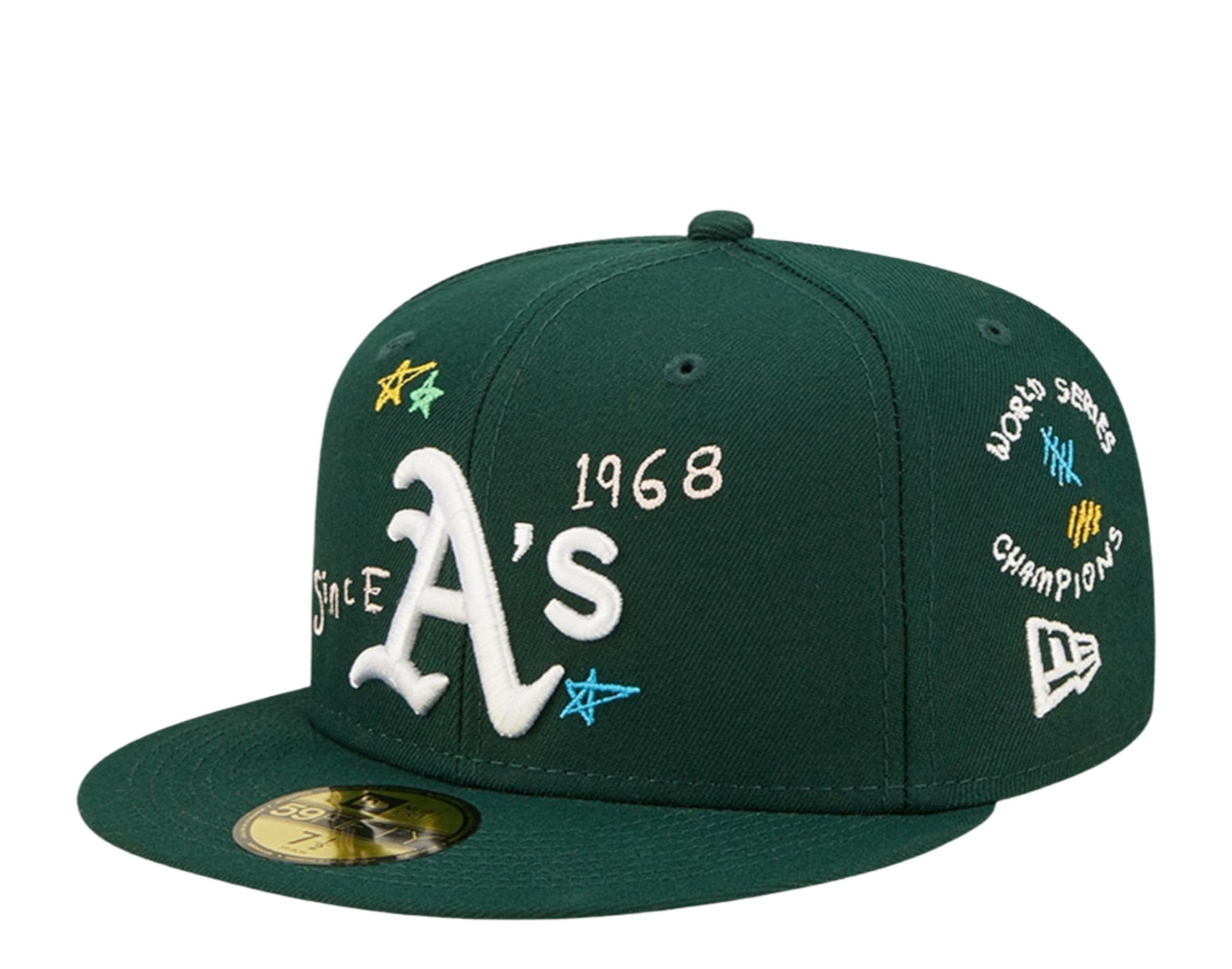 New Era 60243738 Oakland Athletics Scribble 59Fifty Fitted Cap Mens Hat -  Green –