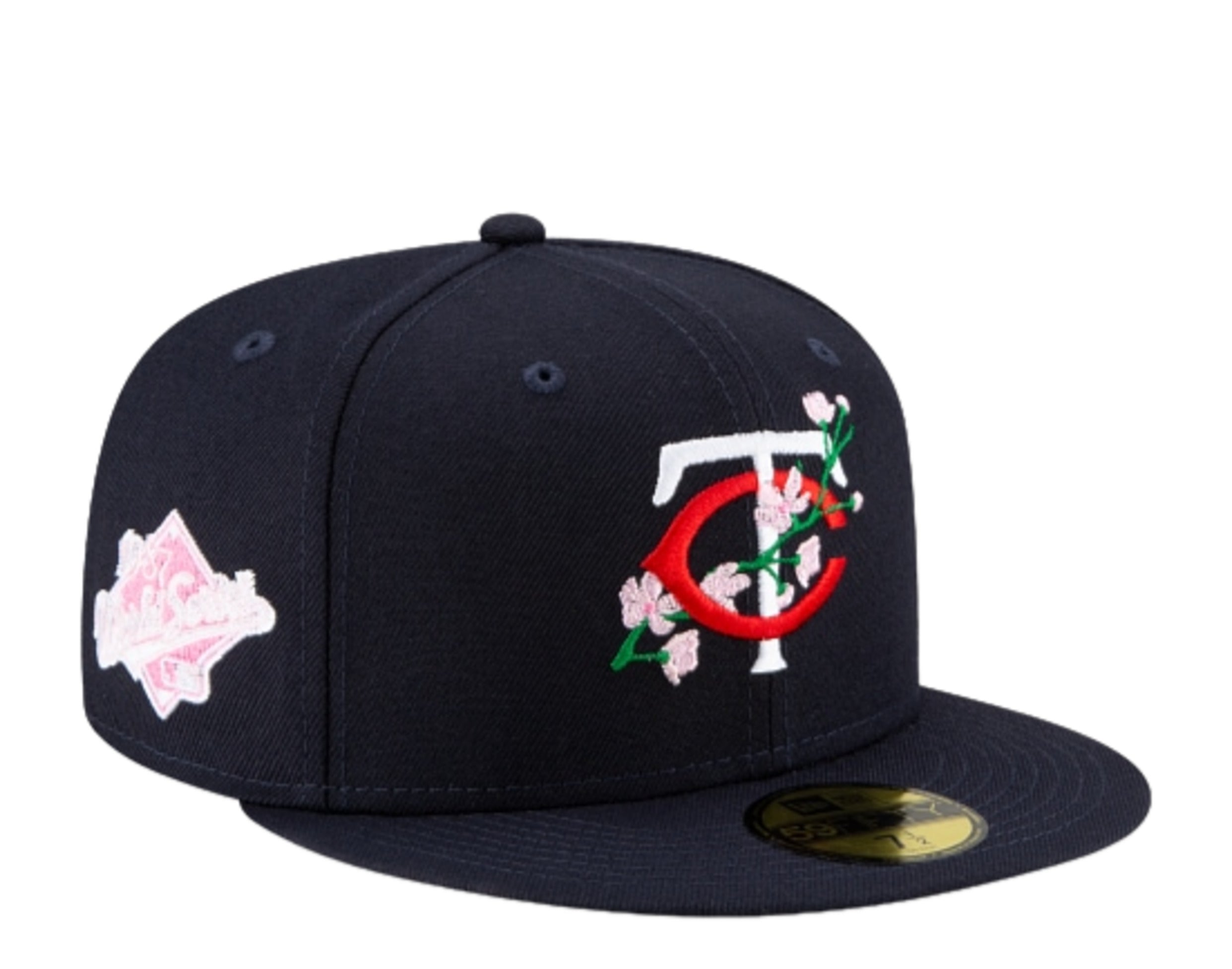 Minnesota Twins LOGO BLOOM SIDE-PATCH Navy-Pink Fitted Hat