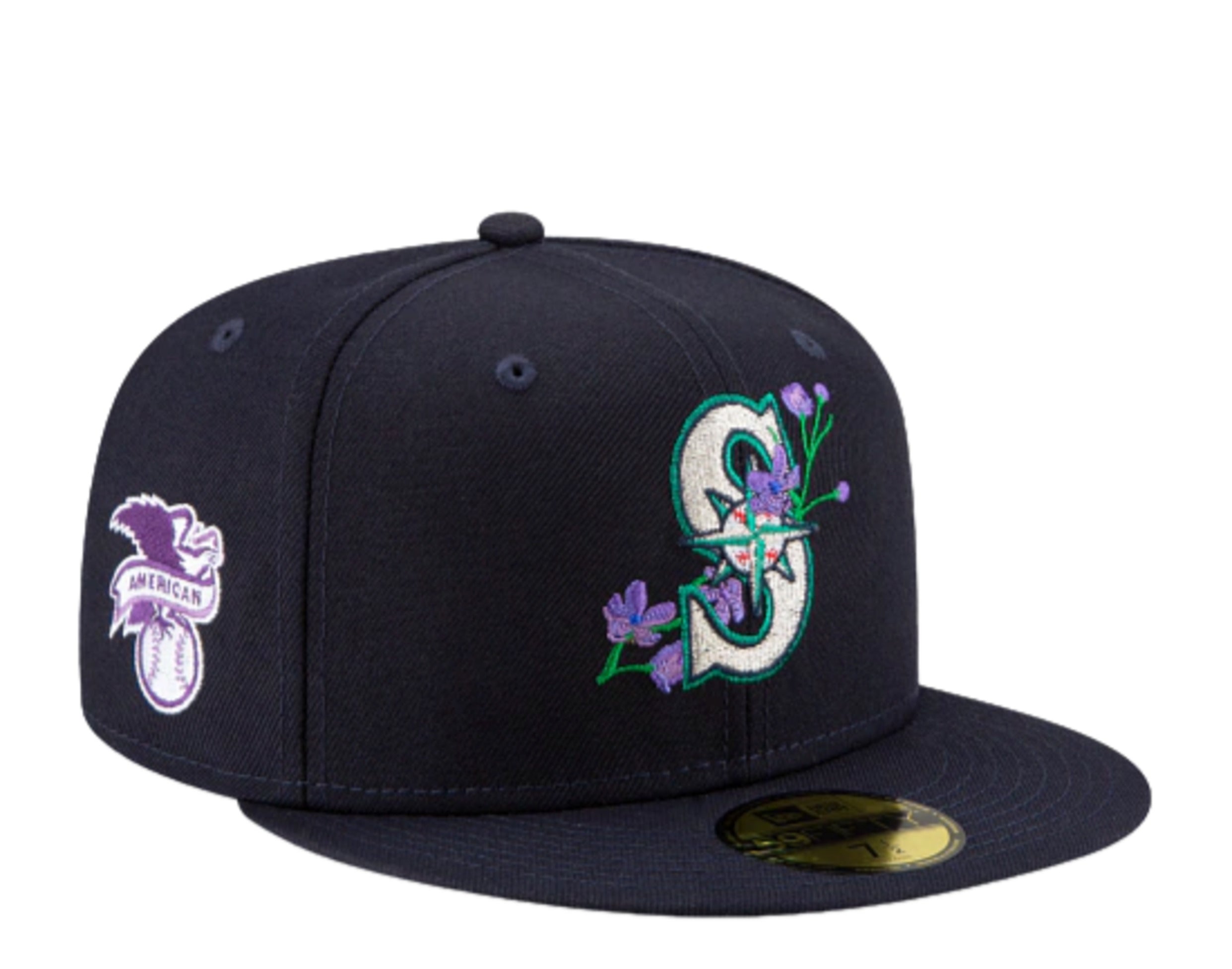 New Era 59Fifty Seattle Mariners Fitted Hat Size 7 3/8 Teal UV 30th Side  Patch