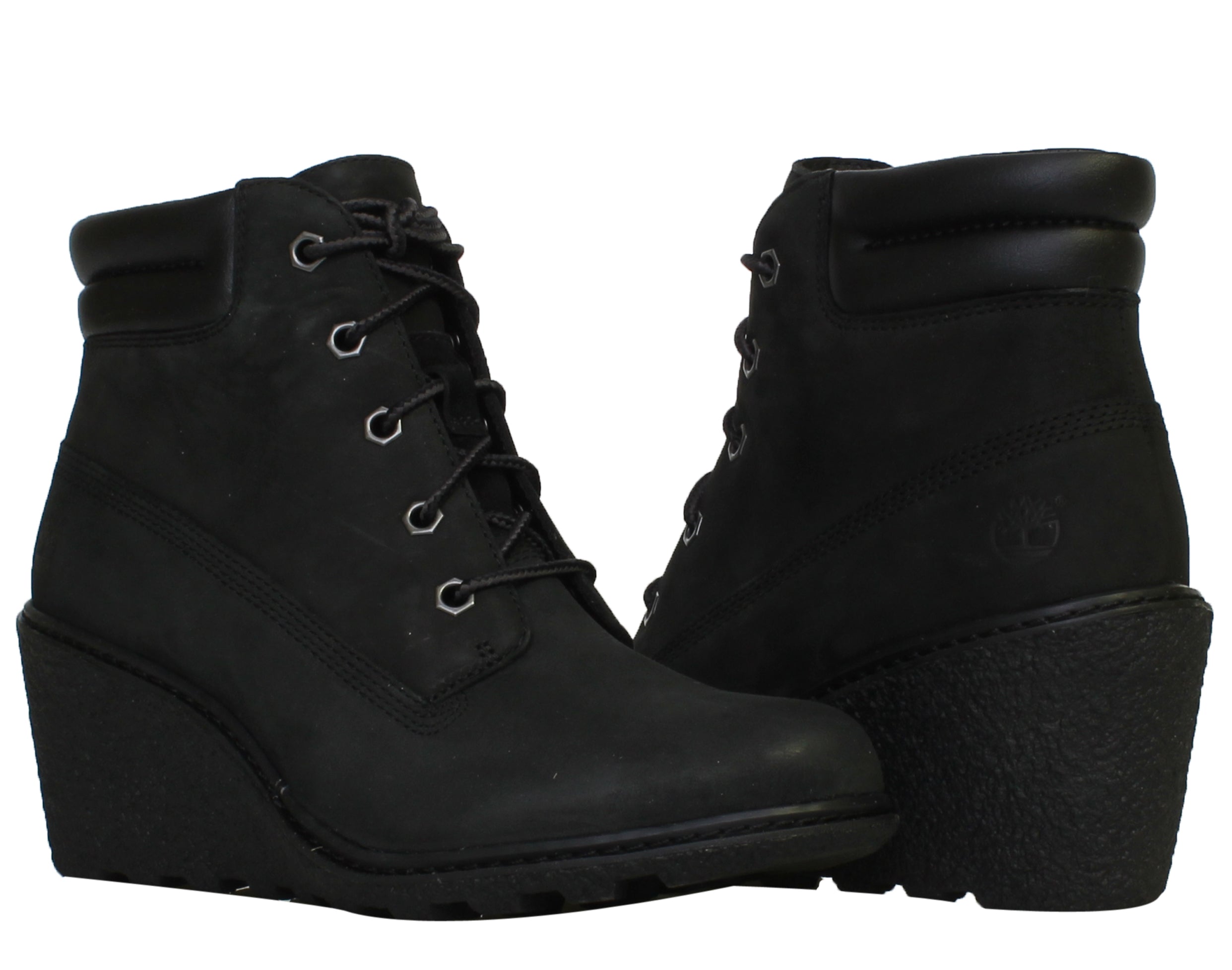 Women's black timberland wedge on sale boots