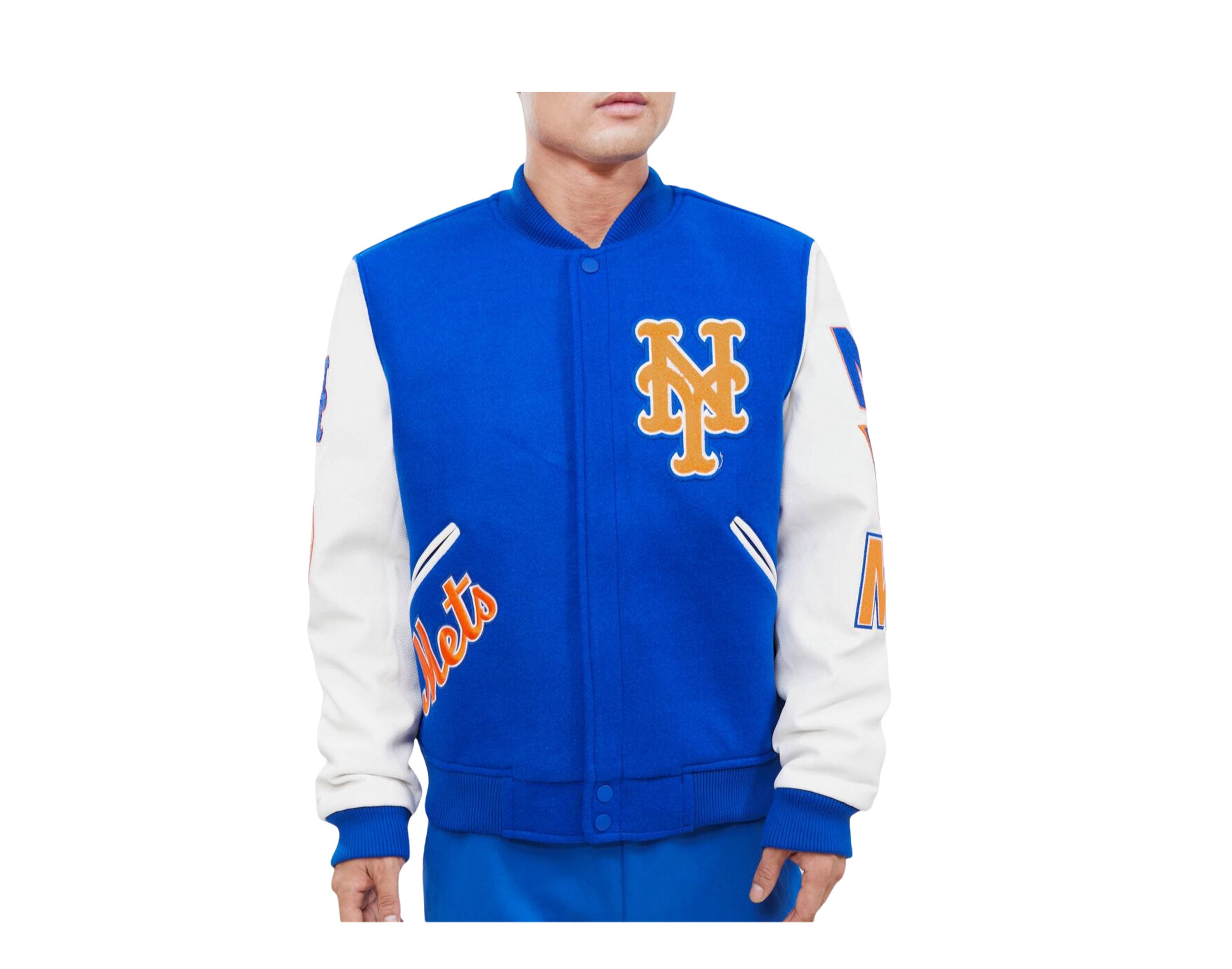 Blue and White Los Angeles Dodgers Blended Logo Varsity Jacket