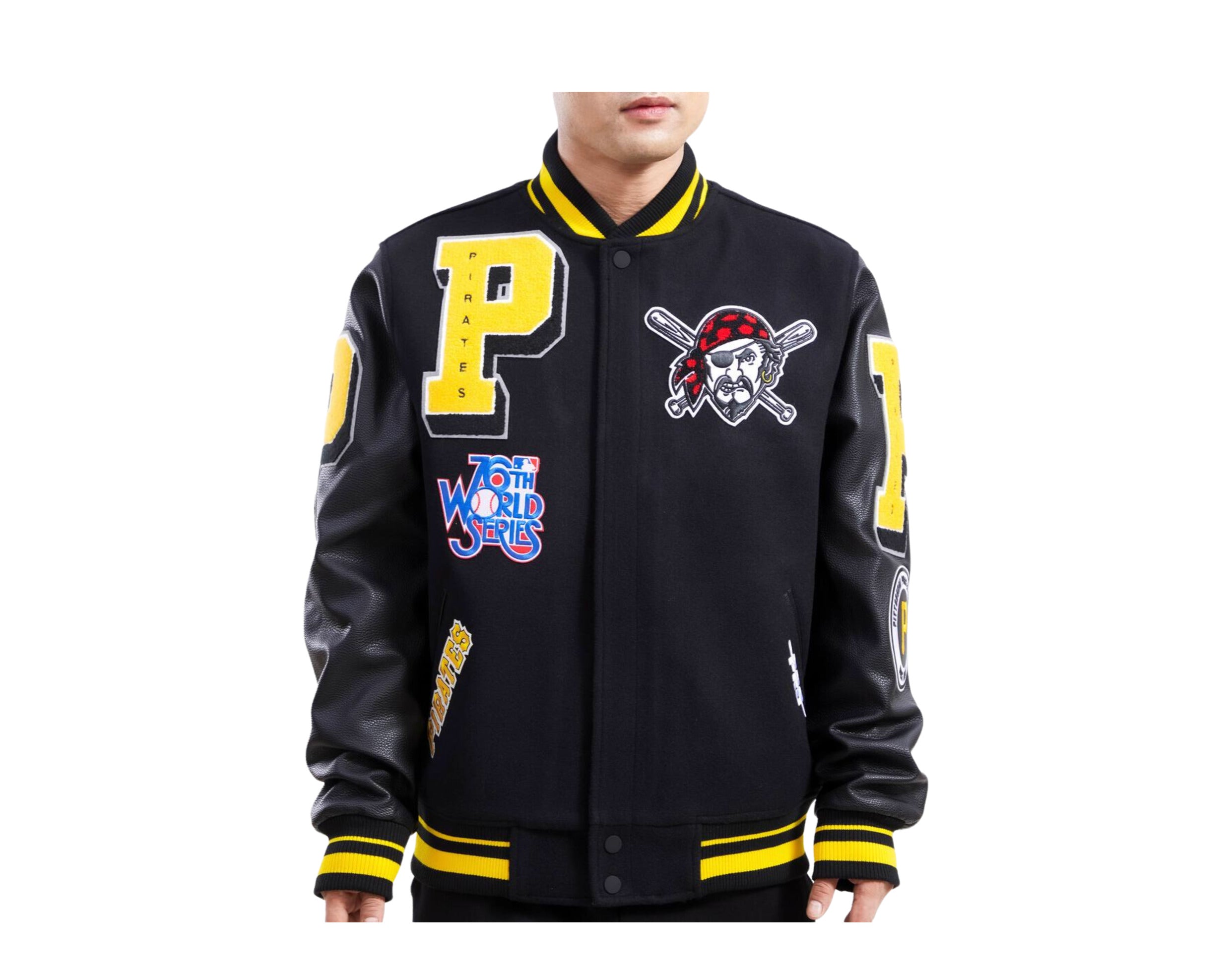 Buy Pro Club Men's Varsity Fleece Baseball Jacket, Black/Black, Medium at