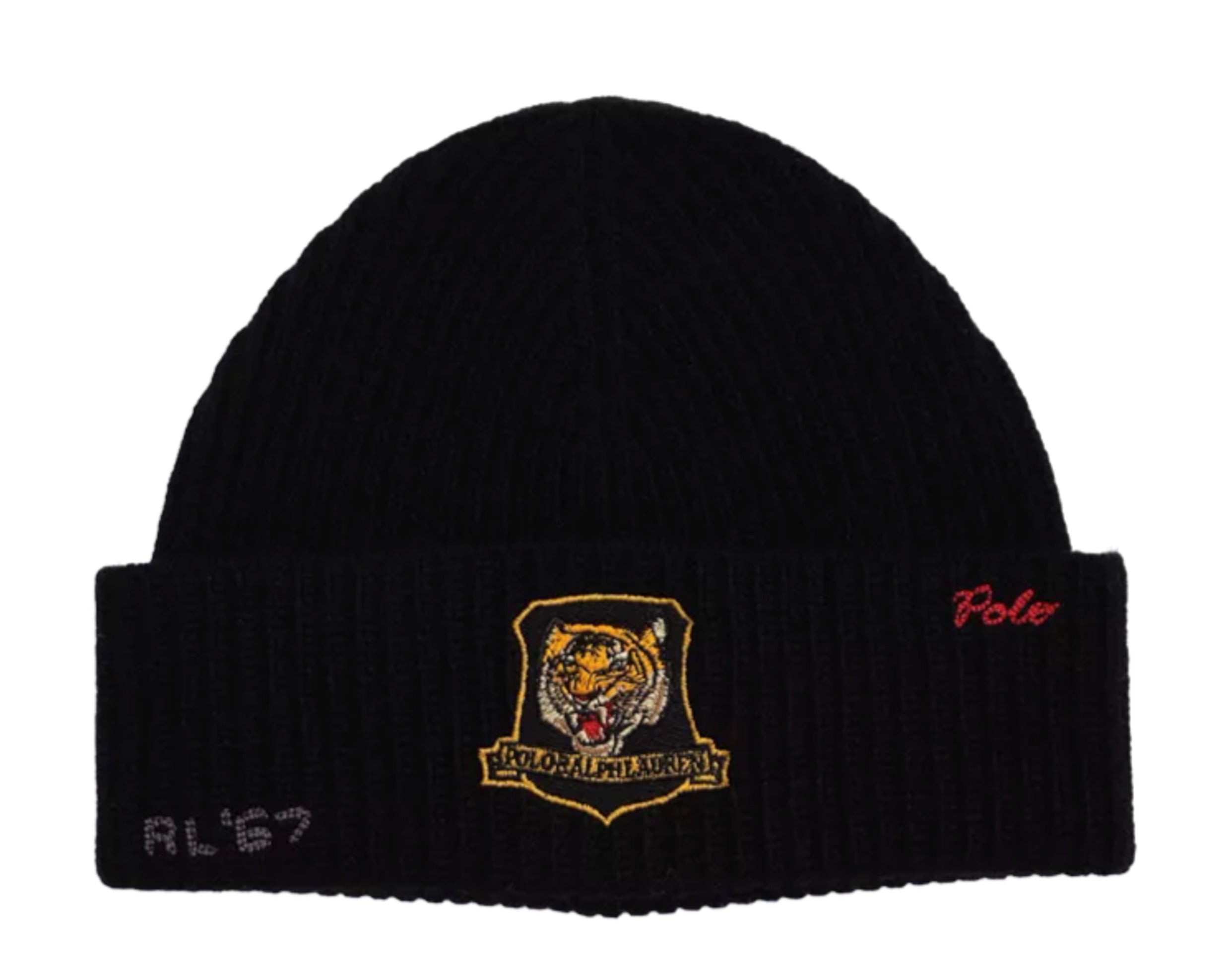 Polo Ralph Lauren RL Mascot Black Rib-Knit Beanie discount HARD TO FIND