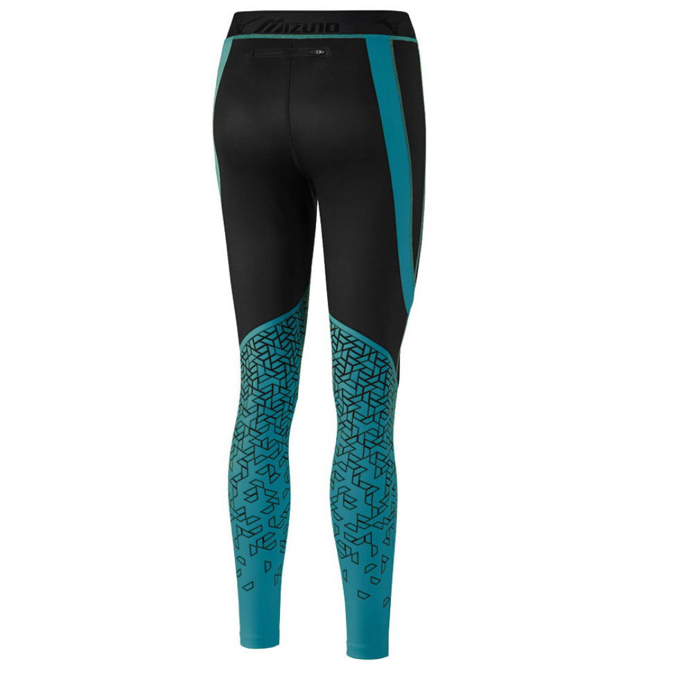 Mizuno Impulse Tights Women's Black Polyester Printed Elastic Waist