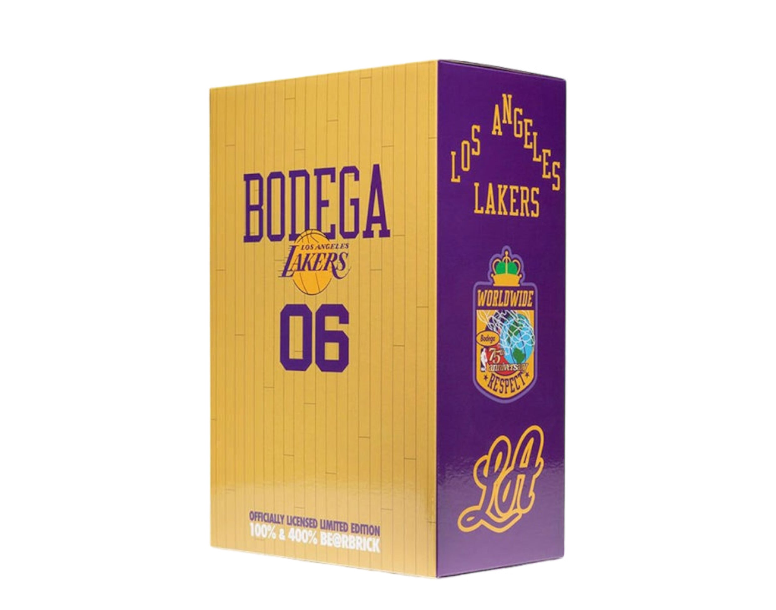 Medicom Toy Be@Rbrick x Bodega x NBA Worldwide Respect Los Angeles Lakers 100% & 400%