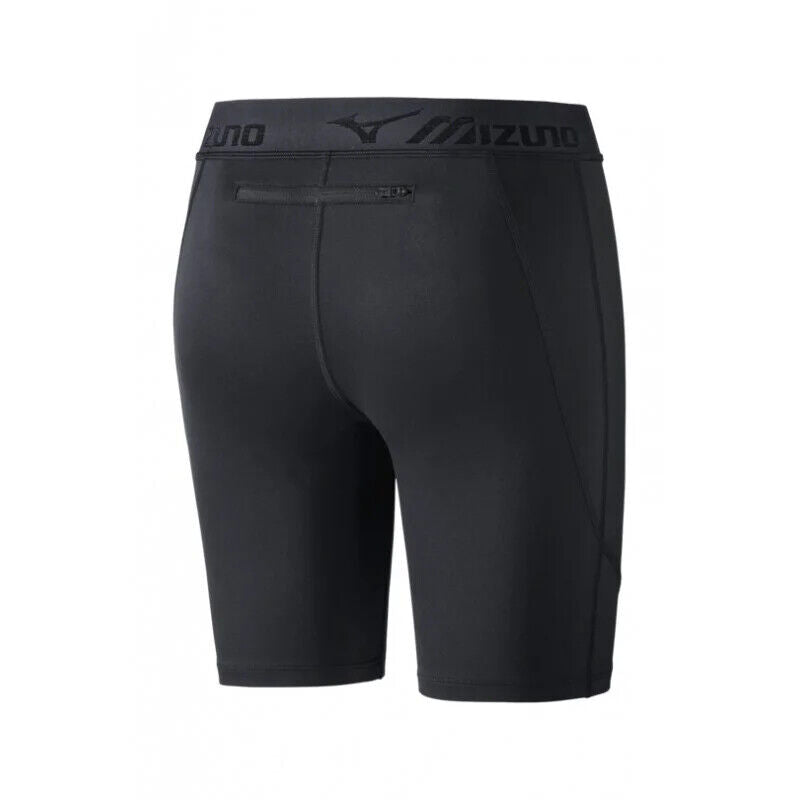 Mizuno Impulse Core Mid Tight Women's Black Zip Pocket Running Shorts