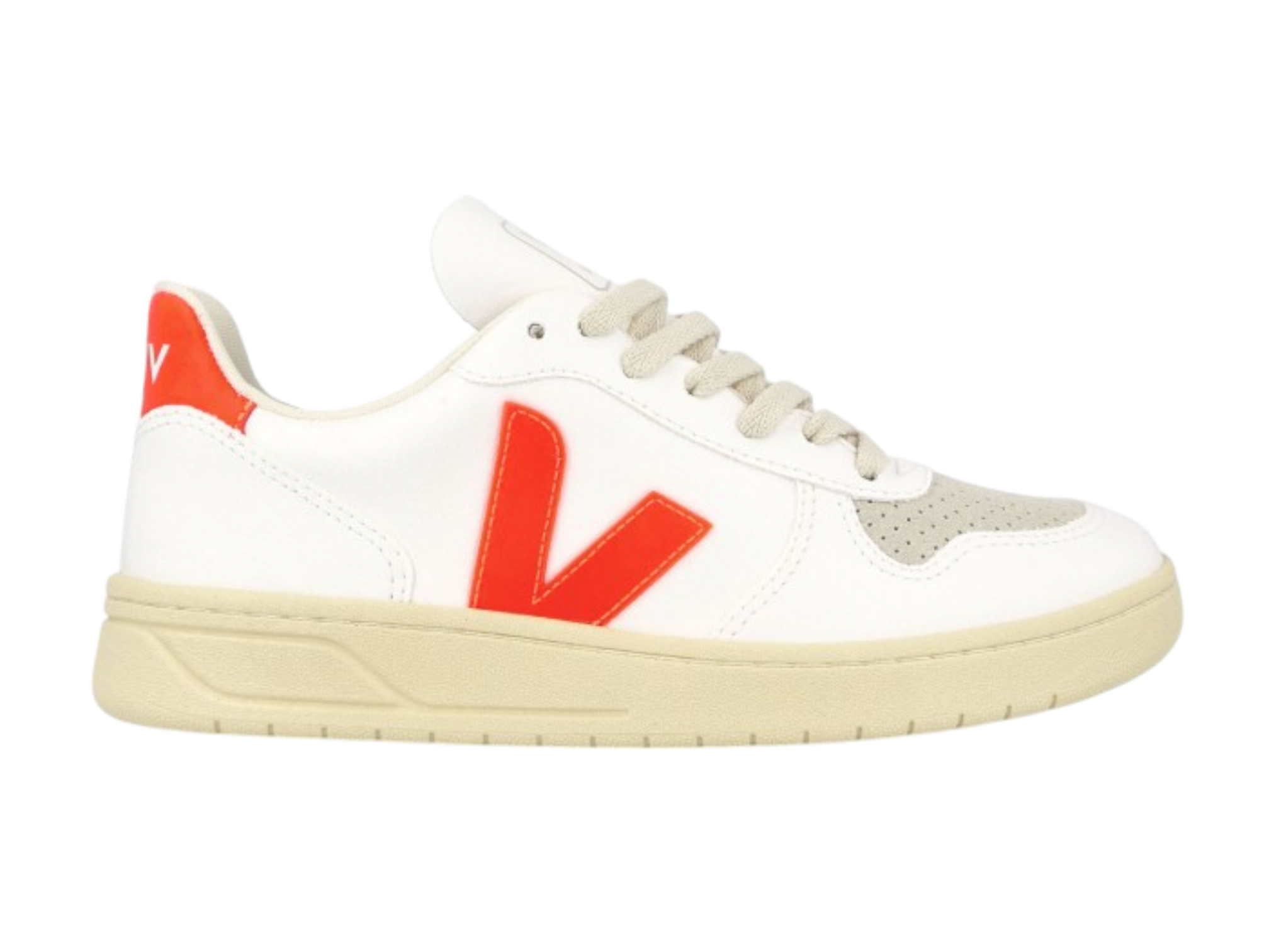 Veja V-10 VX0703152A Sneakers Women's White Orange Fluo Comfort Casual Shoes