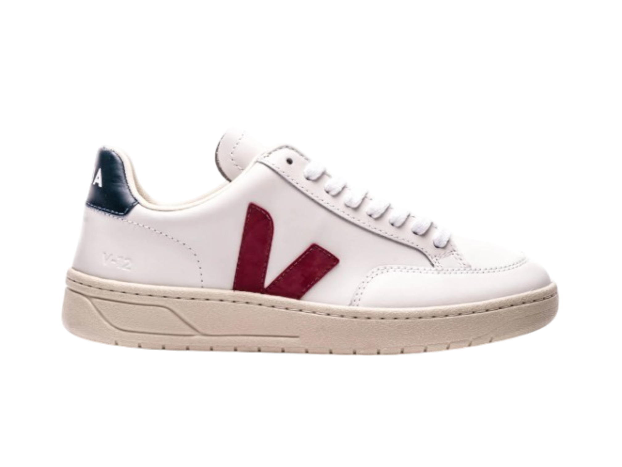 Veja V-12 XD0201955A Sneakers Women's White Marsala Leather Lifestyle Shoes