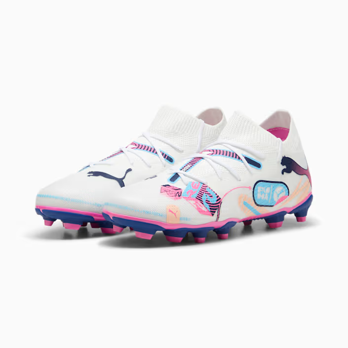 Puma Future 7 Match Volume Up FG/AG 108076-01 Youth White Pink Football Boots