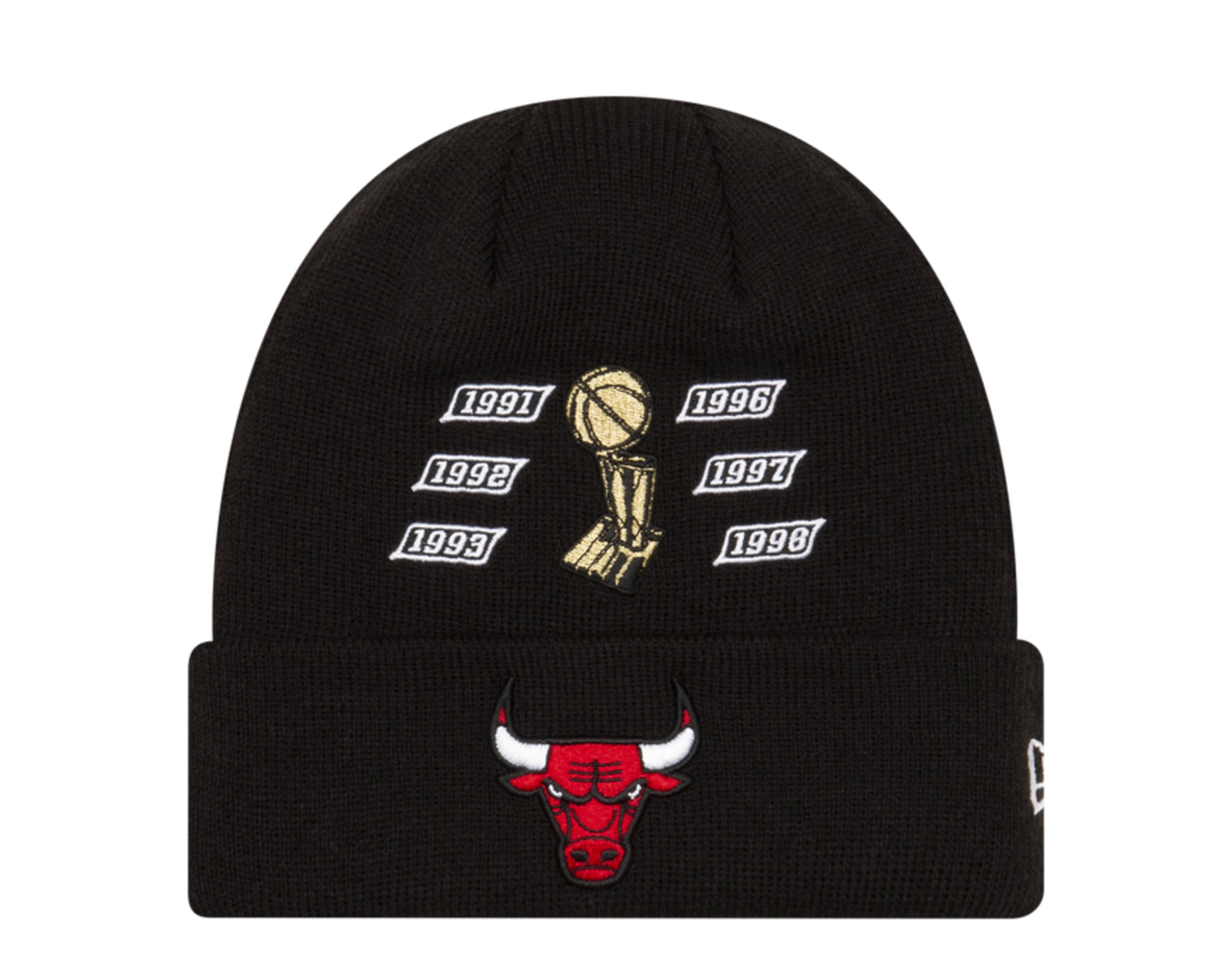 New Era NBA Chicago Bulls Finals Championship Patches Knit Cuff Beanie