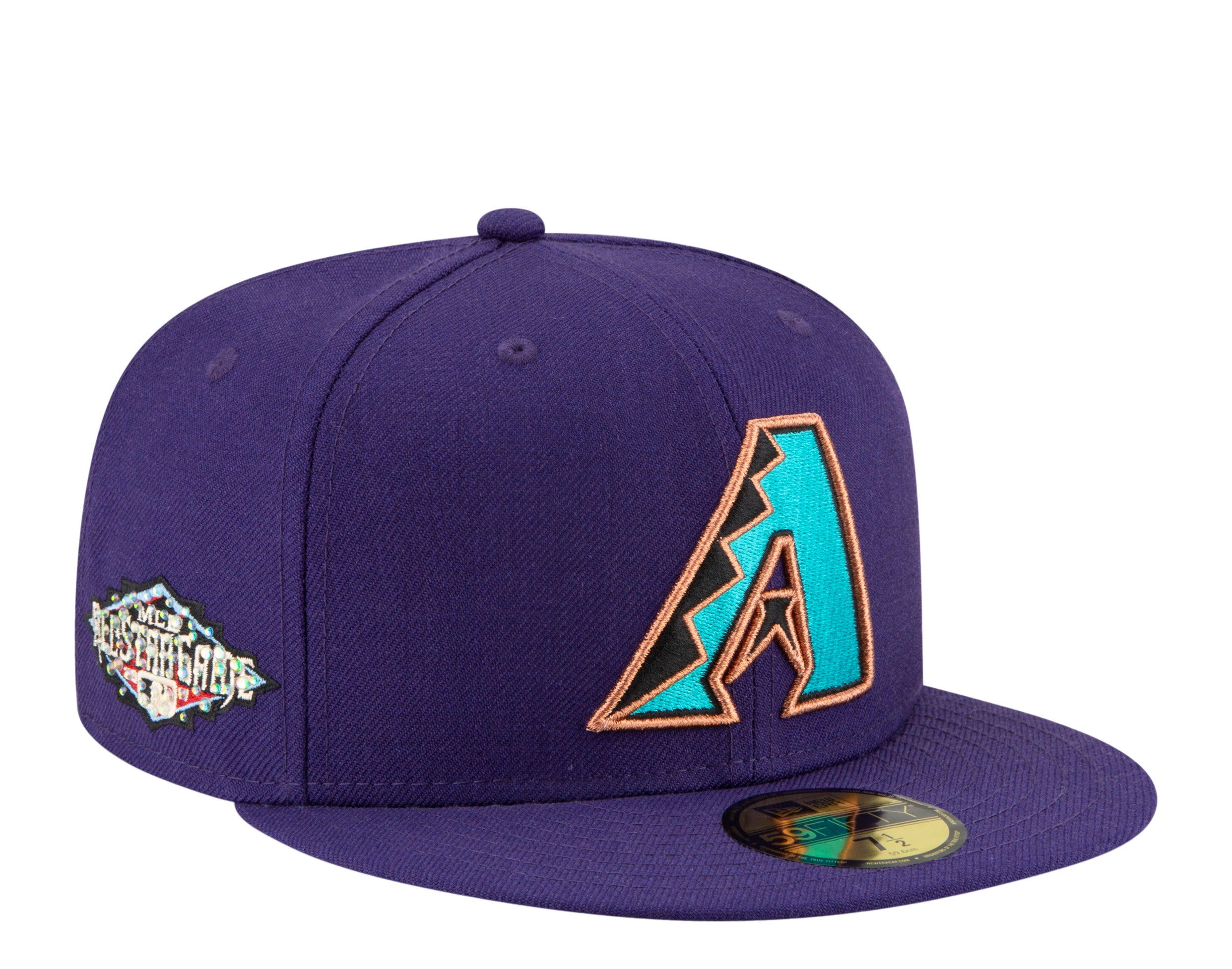 New Era 59Fifty MLB Arizona Diamondbacks Icy 2011 ASG Side Patch Fitted Hat W/ Baby Blue Undervisor