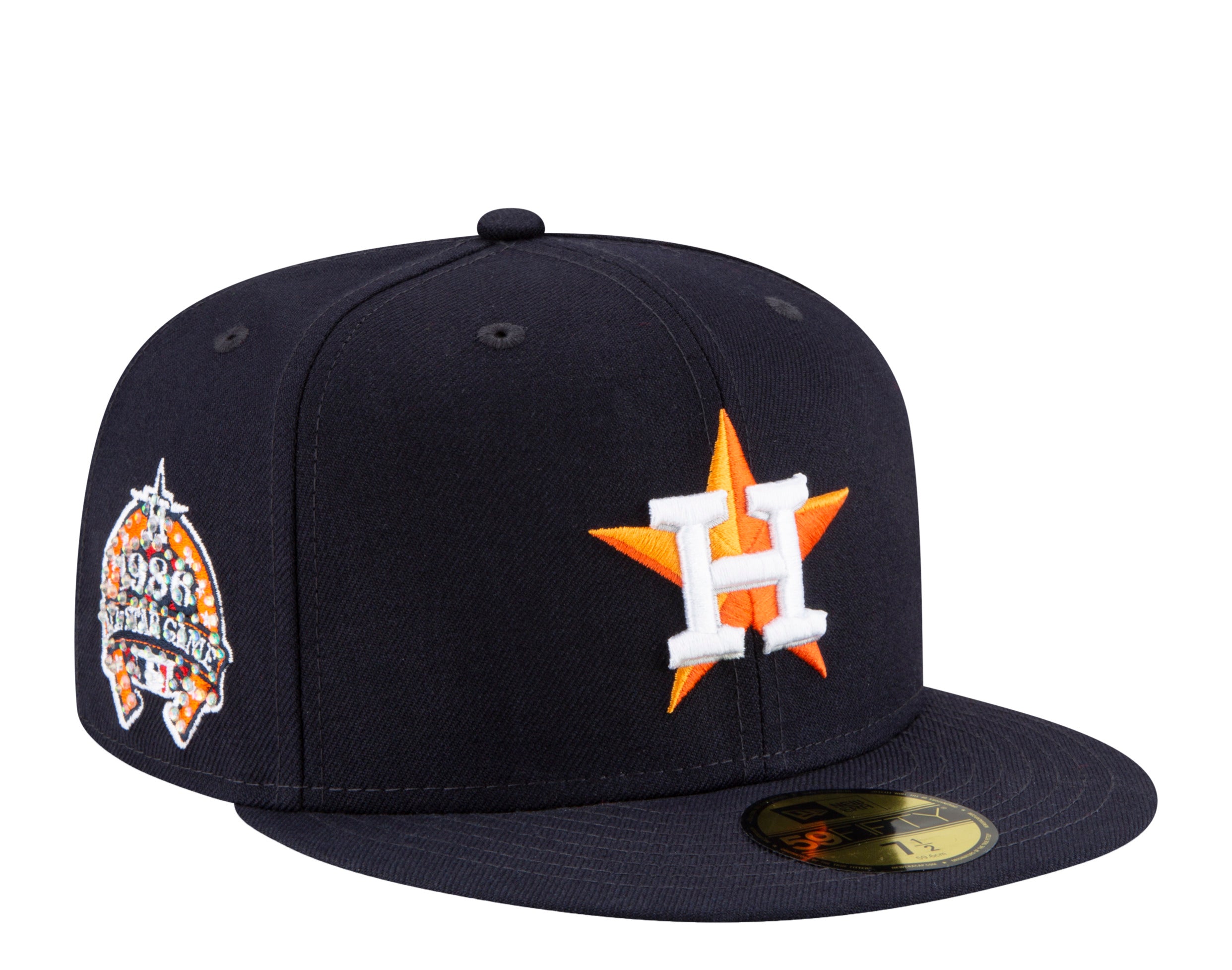 New Era 59Fifty MLB Houston Astros Icy 1986 ASG Side Patch Fitted Hat W/ Baby Blue Undervisor