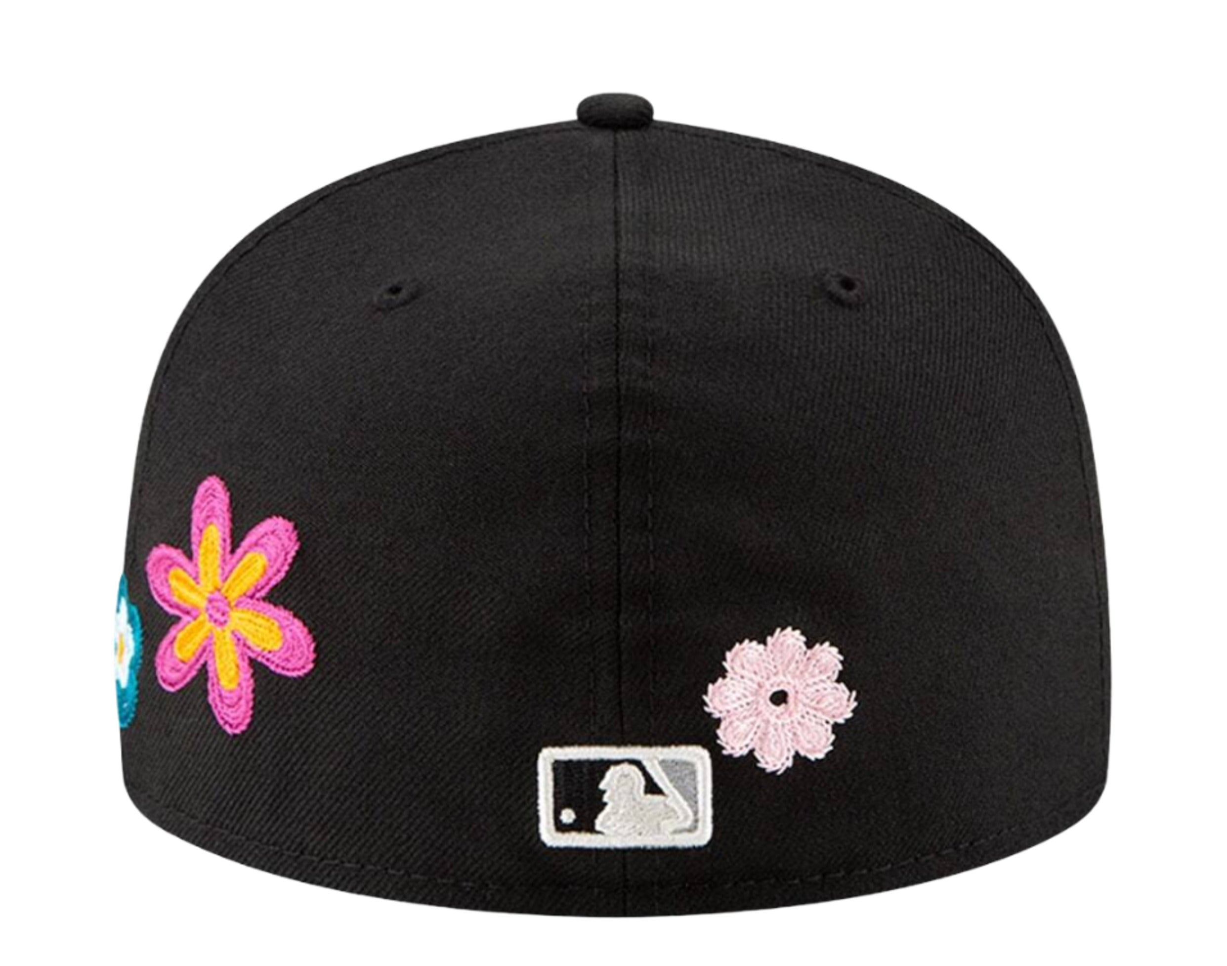 New Era 59Fifty MLB Chicago White Sox Chain Stitch Floral Fitted Hat W/ Pink Undervisor