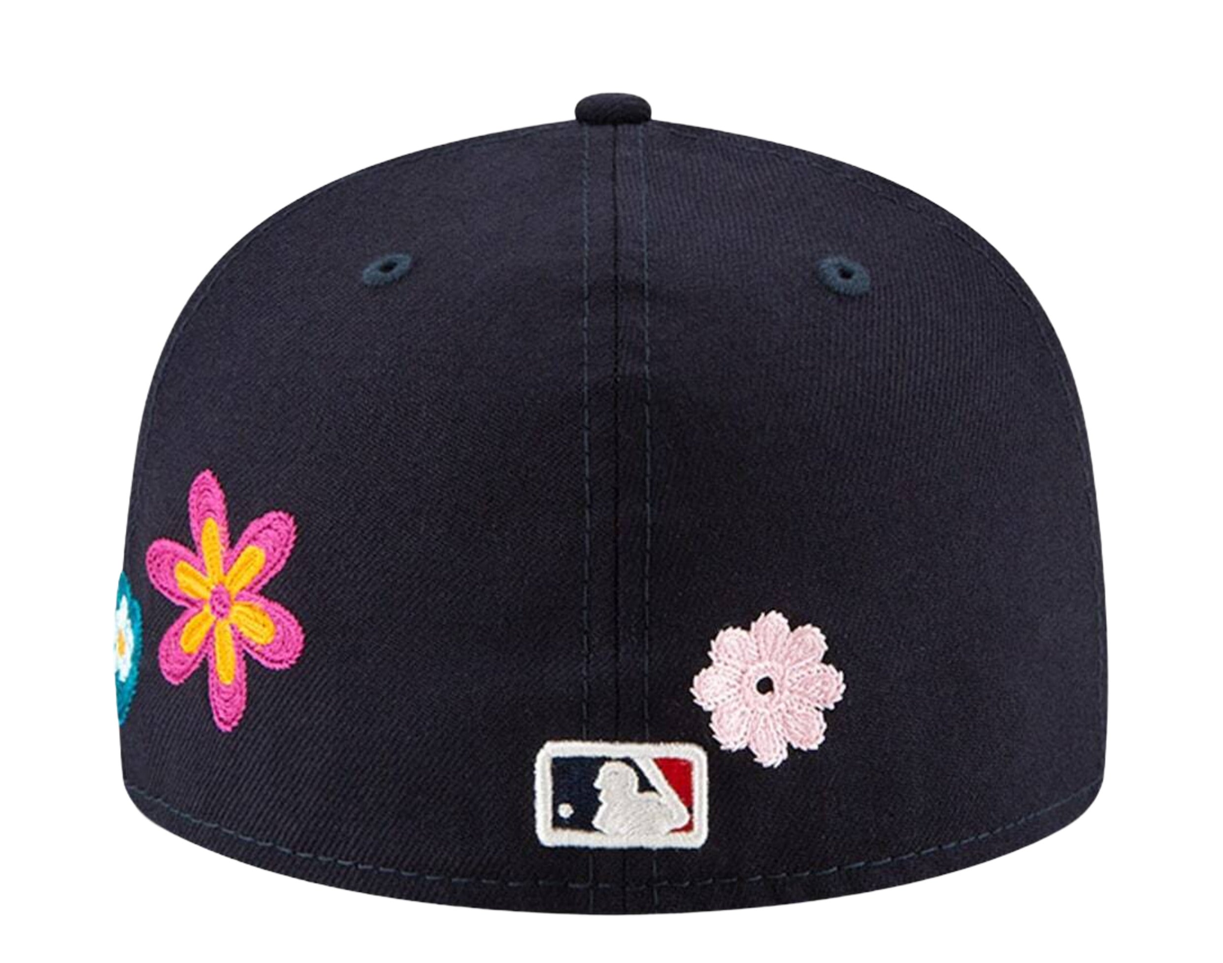 New Era 59Fifty MLB Boston Red Sox Chain Stitch Floral Fitted Hat W/ Pink Undervisor