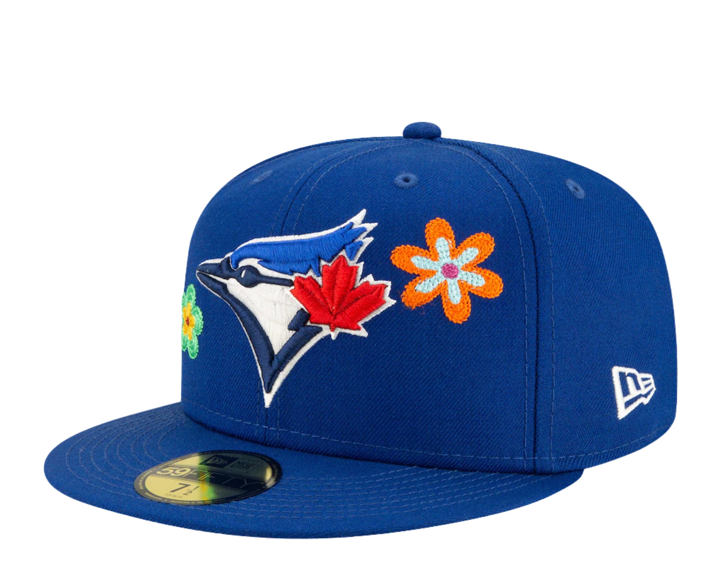 New Era 59Fifty MLB Toronto Blue Jays Chain Stitch Floral Fitted Hat W/ Pink Undervisor