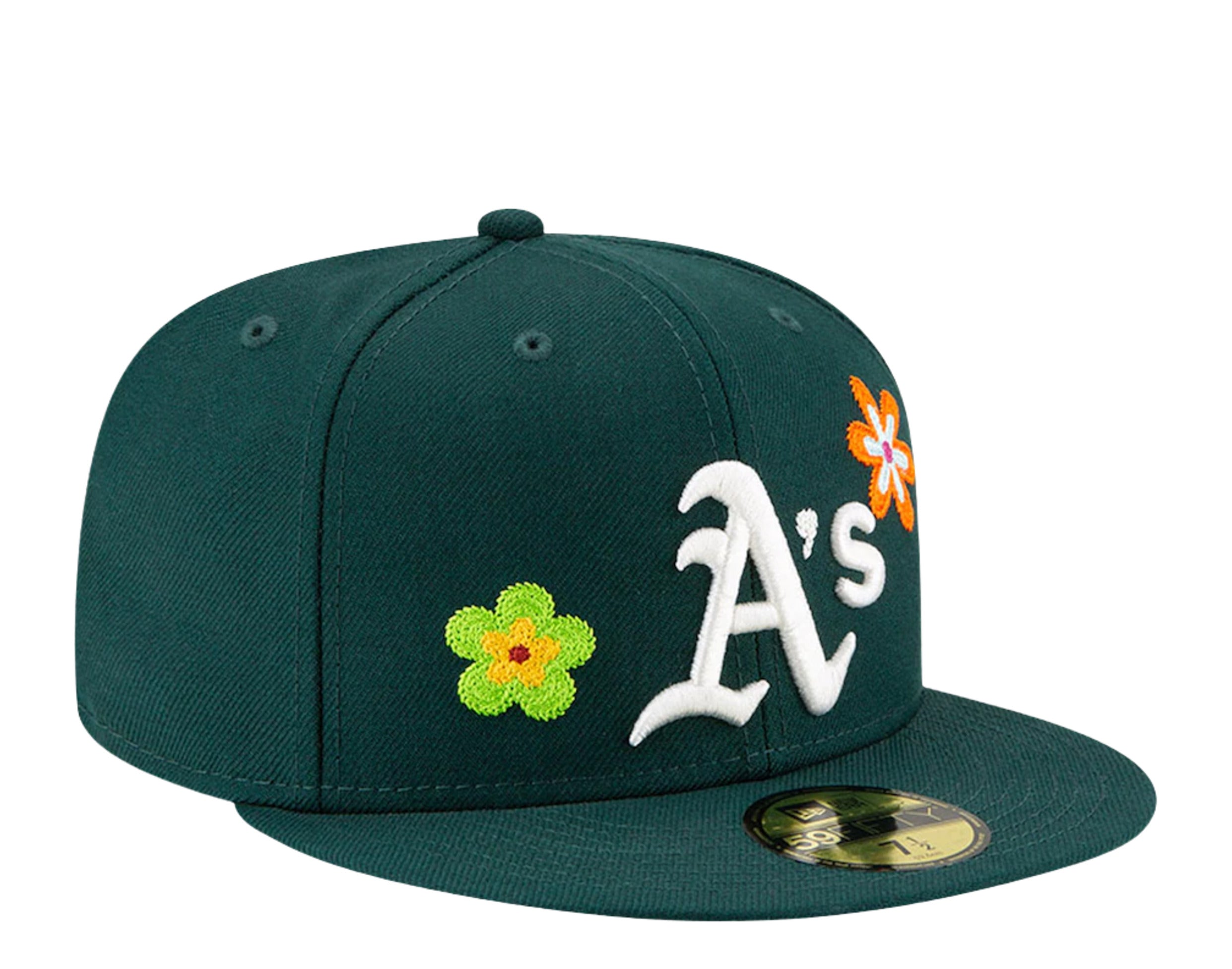 New Era 59Fifty MLB Oakland Athletics Chain Stitch Floral Fitted Hat W/ Pink Undervisor