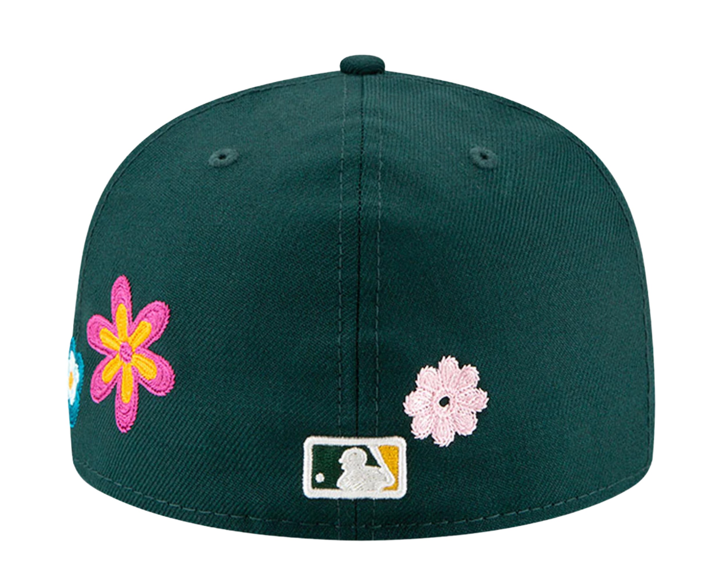 New Era 59Fifty MLB Oakland Athletics Chain Stitch Floral Fitted Hat W/ Pink Undervisor