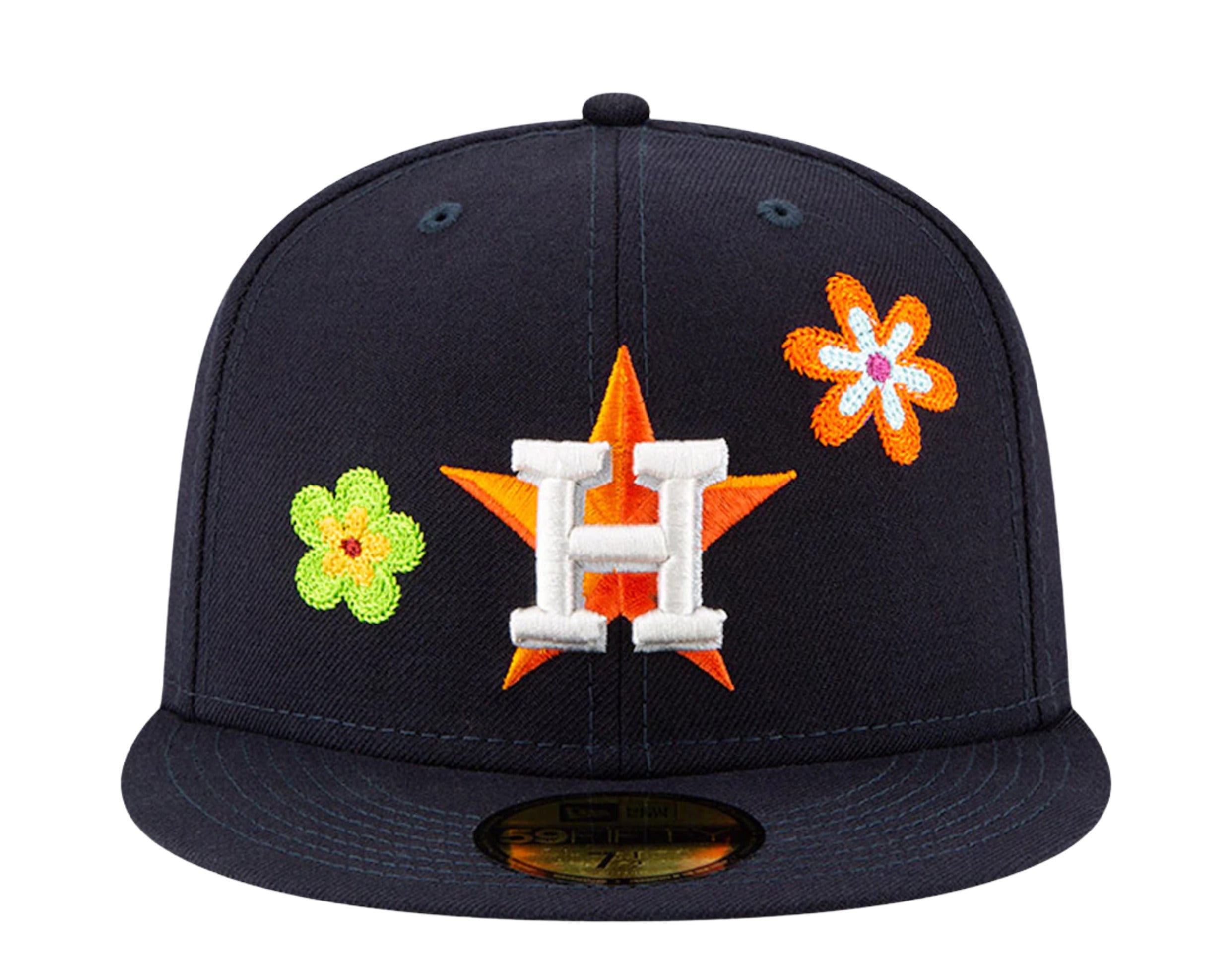 New Era 59Fifty MLB Houston Astros Chain Stitch Floral Fitted Hat W/ Pink Undervisor