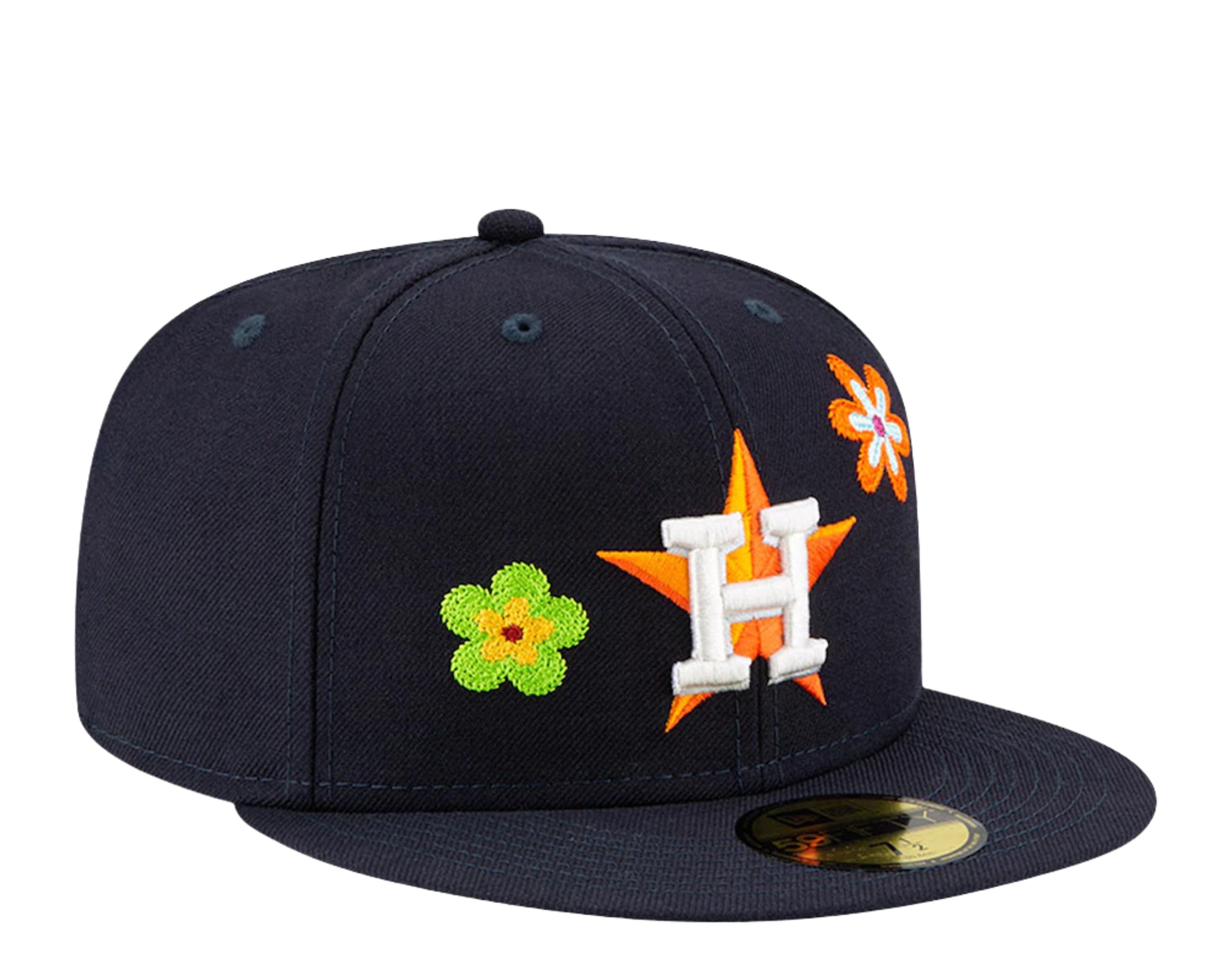 New Era 59Fifty MLB Houston Astros Chain Stitch Floral Fitted Hat W/ Pink Undervisor