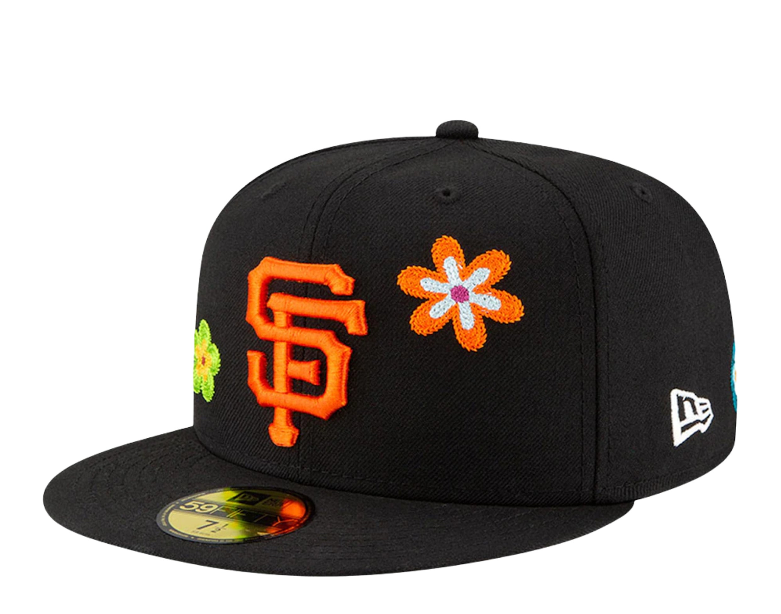 New Era 59Fifty MLB San Francisco Giants Chain Stitch Floral Fitted Hat W/ Pink Undervisor