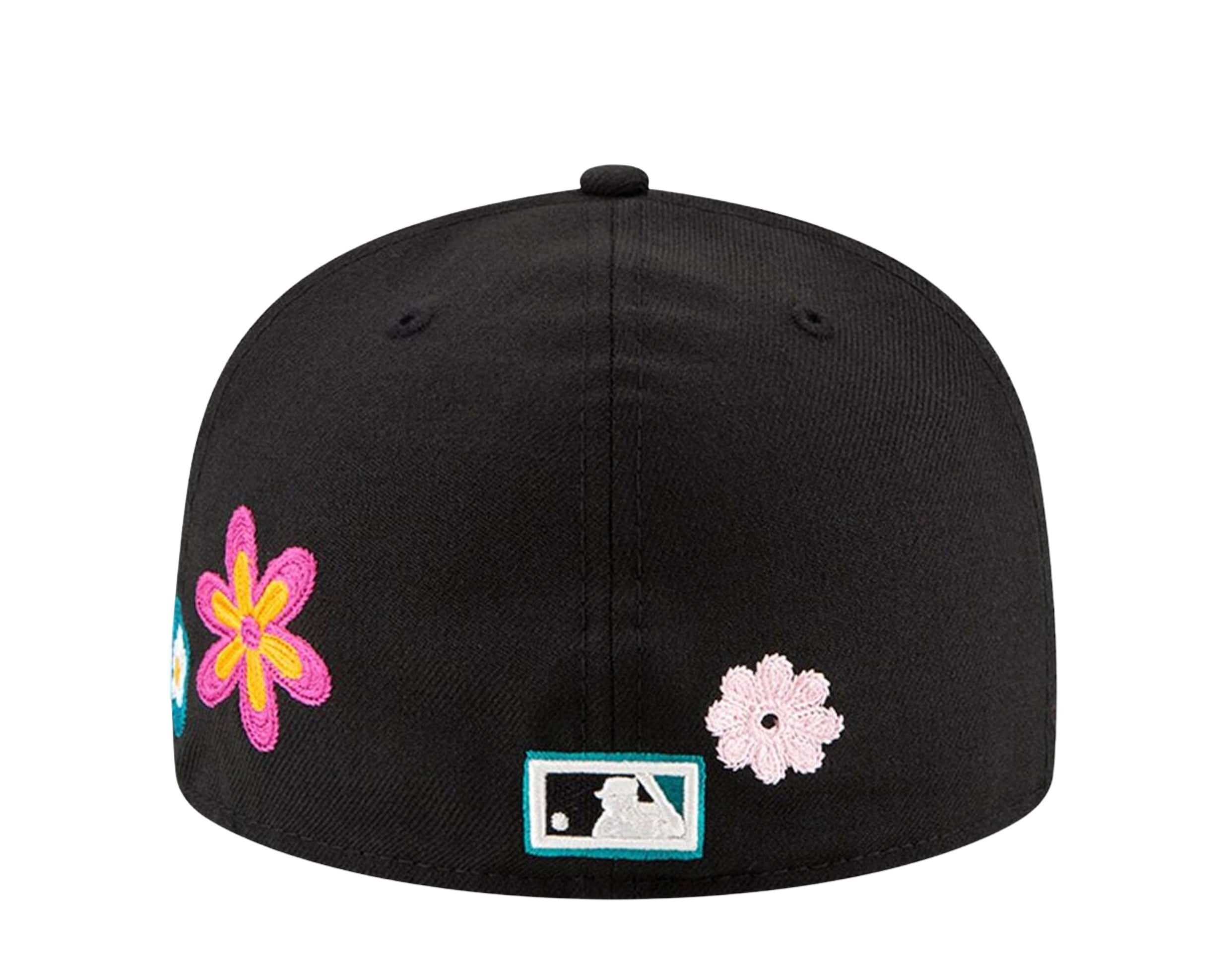 New Era 59Fifty MLB Florida Marlins Chain Stitch Floral Fitted Hat W/ Pink Undervisor