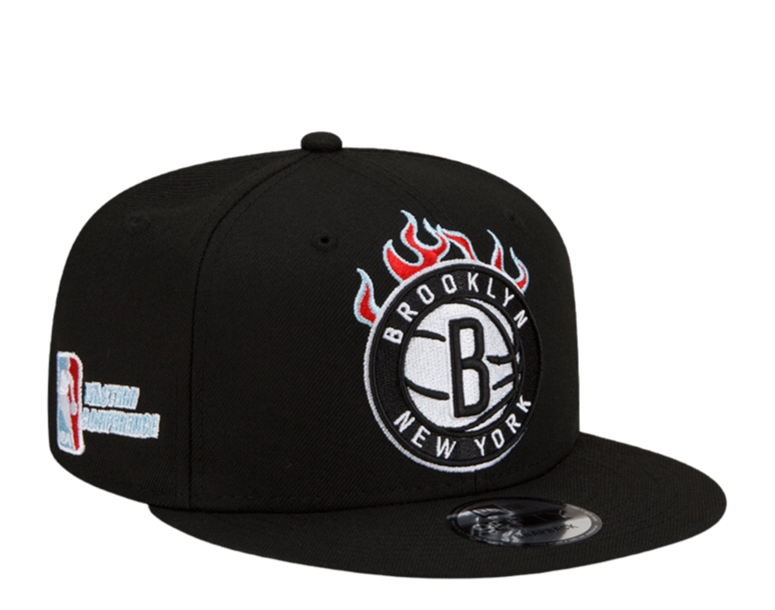 New Era 9Fifty NBA Brooklyn Nets Team Fire Snapback Hat w/Blue Undervisor