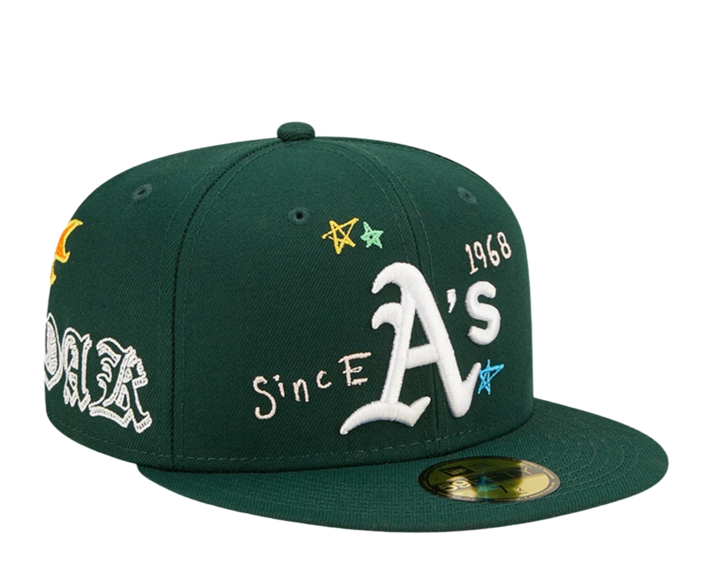 New Era 60243738 Oakland Athletics Scribble 59Fifty Fitted Cap Mens Hat -  Green –