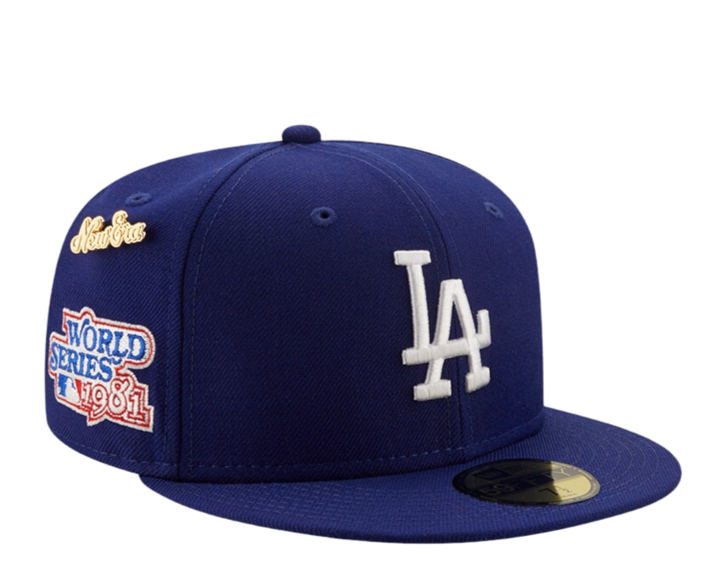 New Era L.A Dodgers Blue Fitted Hat MLB World Series Champion History cap  w/Pin