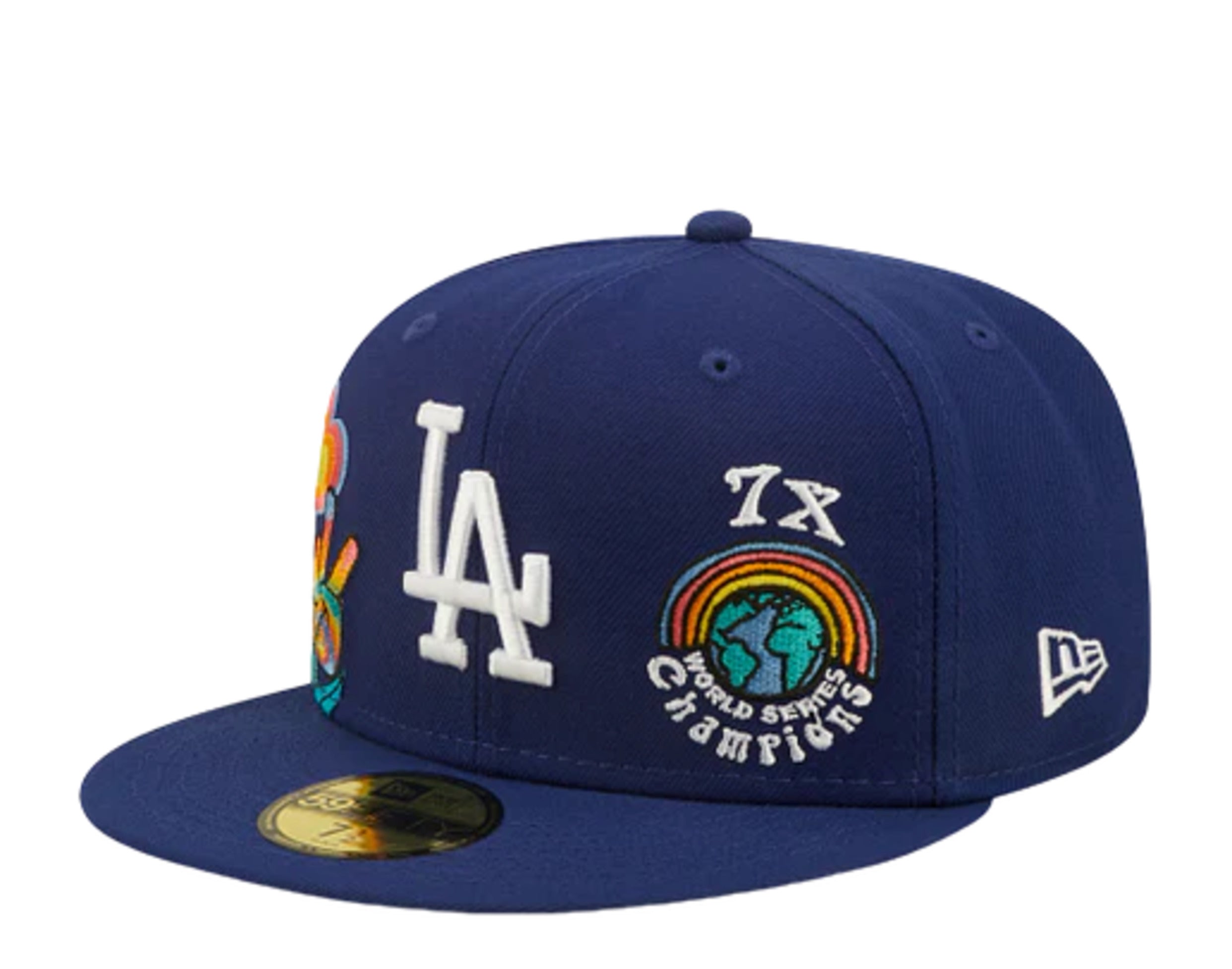 Los Angeles Dodgers Multi Logo 59FIFTY Fitted Hat, Blue - Size: 7 3/4, MLB by New Era