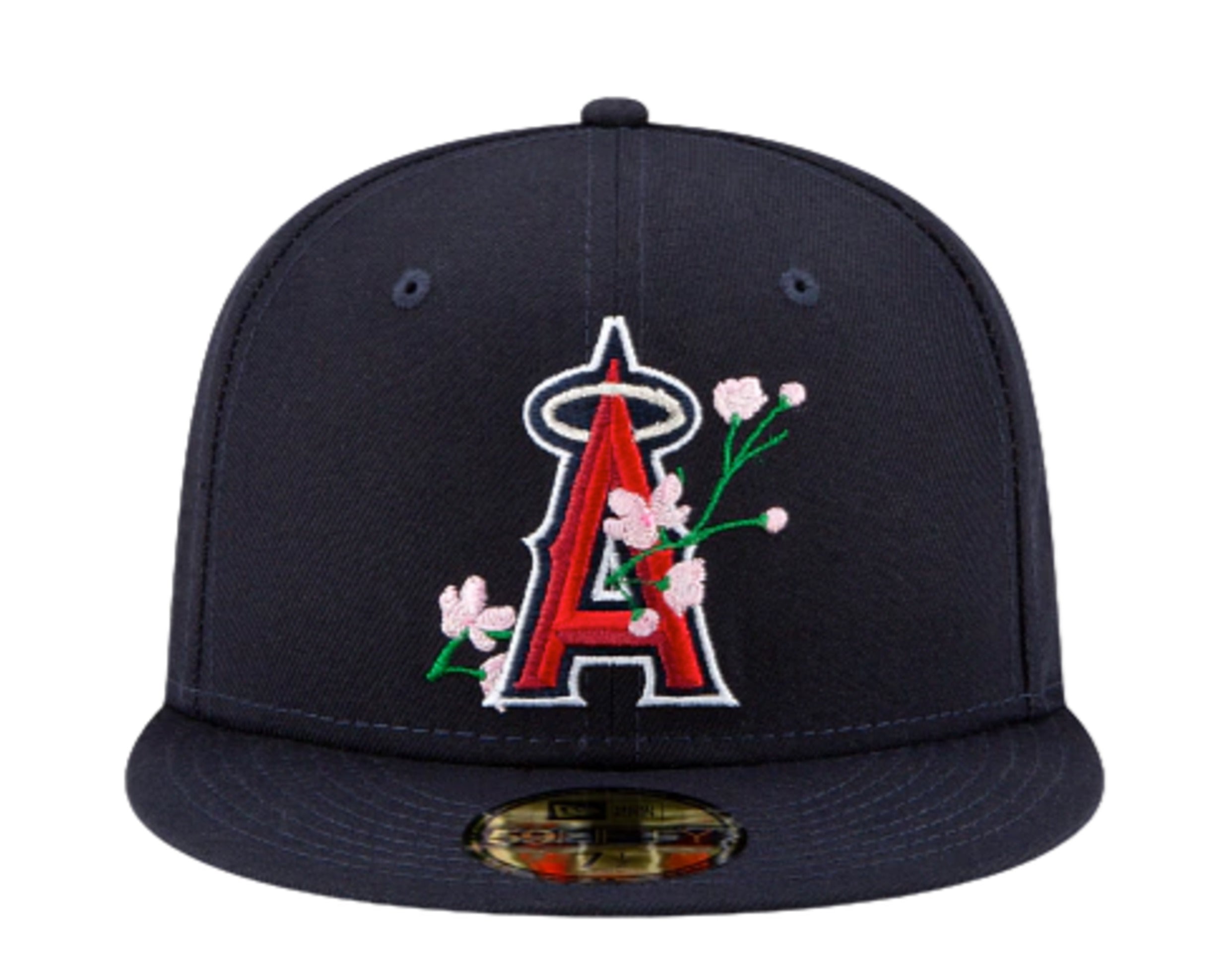 Los Angeles Anaheim Angels LOGO BLOOM SIDE-PATCH Navy-Pink Fitted