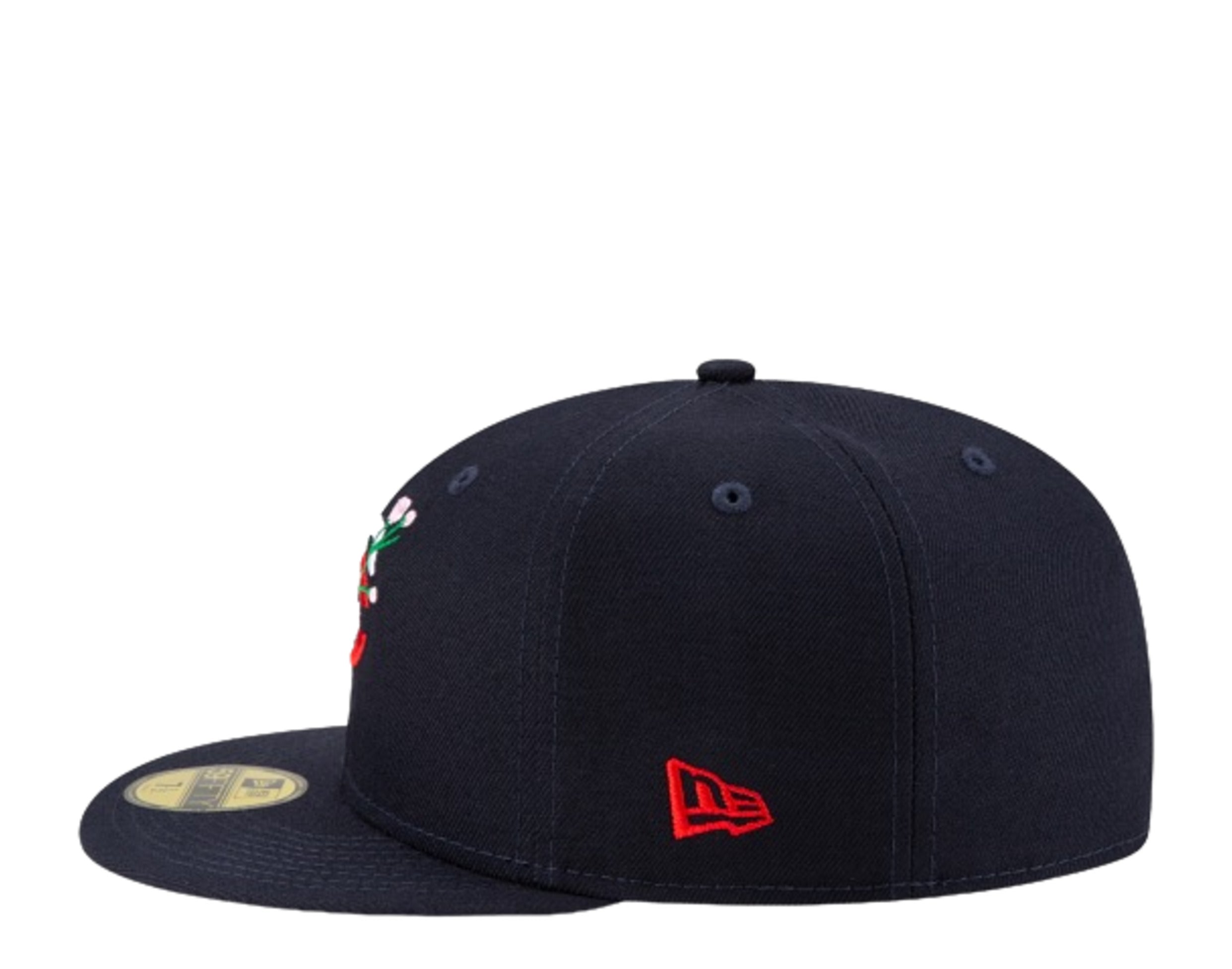 Minnesota Twins LOGO BLOOM SIDE-PATCH Navy-Pink Fitted Hat