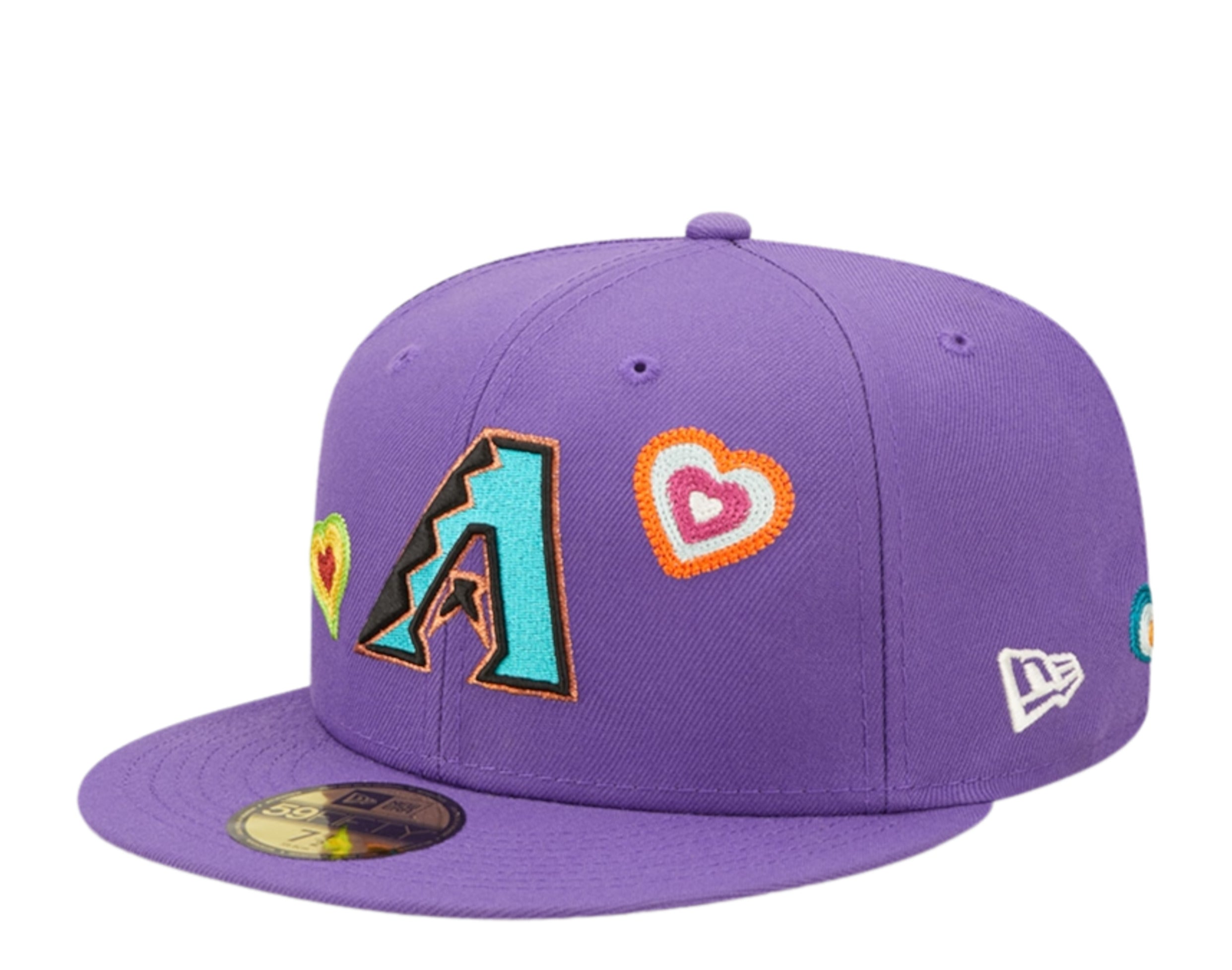 New Era 59Fifty MLB Arizona Diamondbacks Chain Stitch Heart Fitted Hat W/ Pink Undervisor