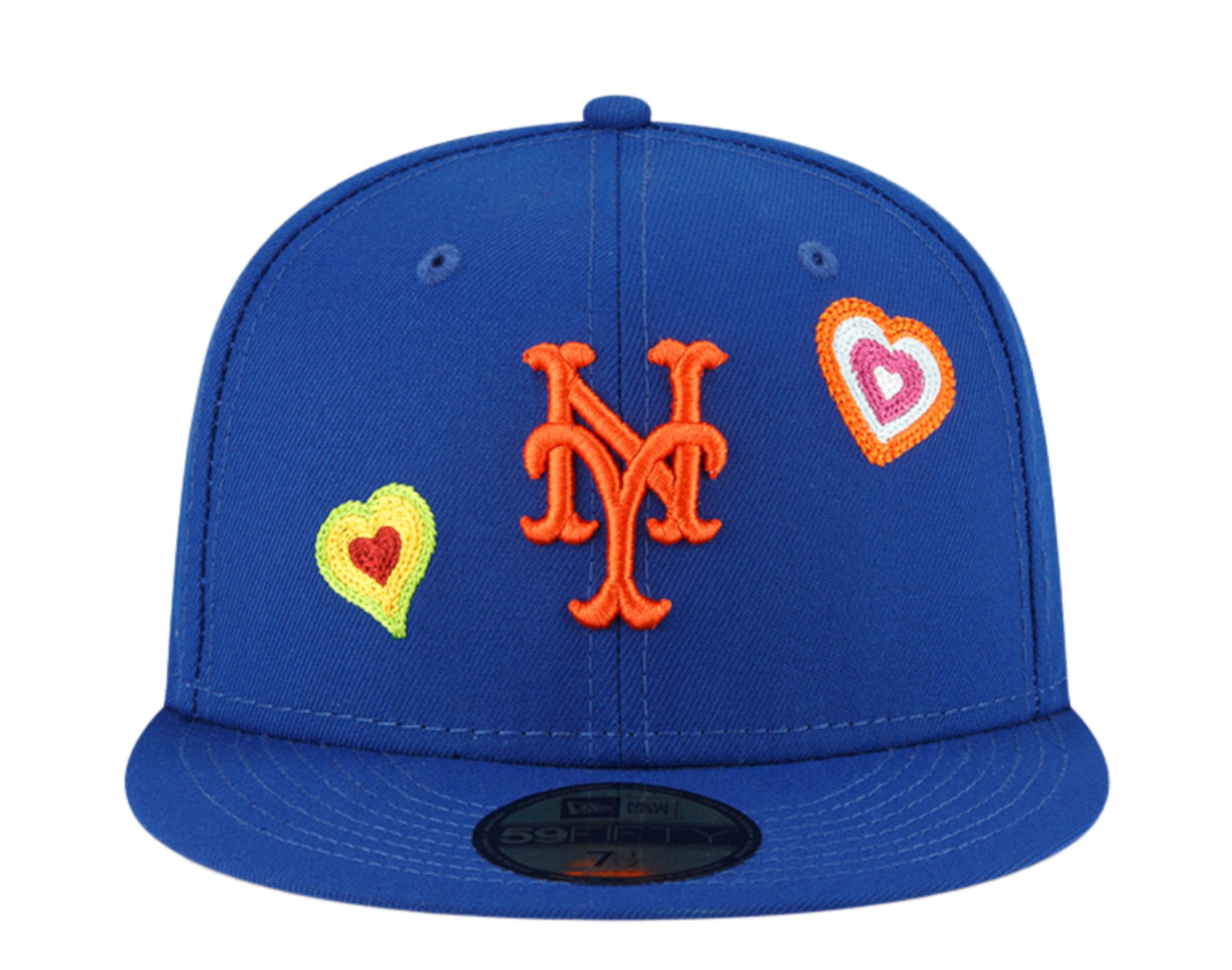 New Era 59Fifty MLB New York Mets Chain Stitch Heart Fitted Hat W/ Pink Undervisor