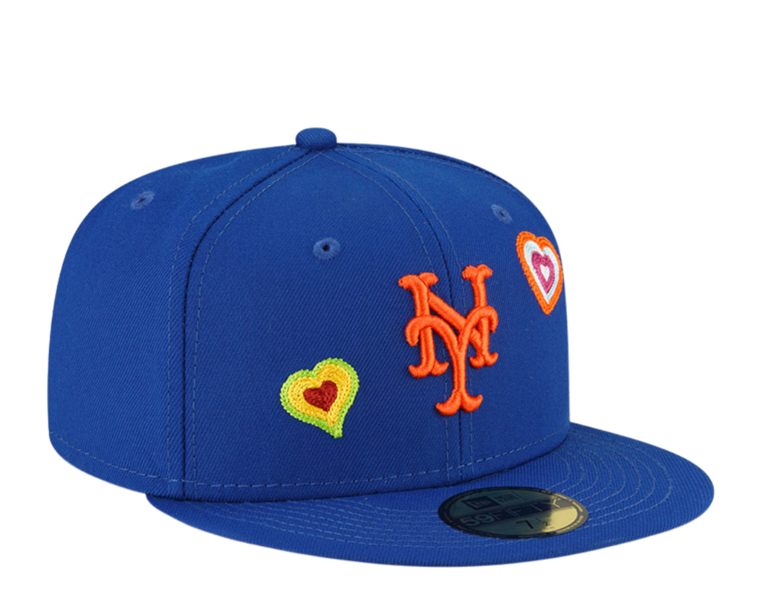 New Era 59Fifty MLB New York Mets Chain Stitch Heart Fitted Hat W/ Pink Undervisor