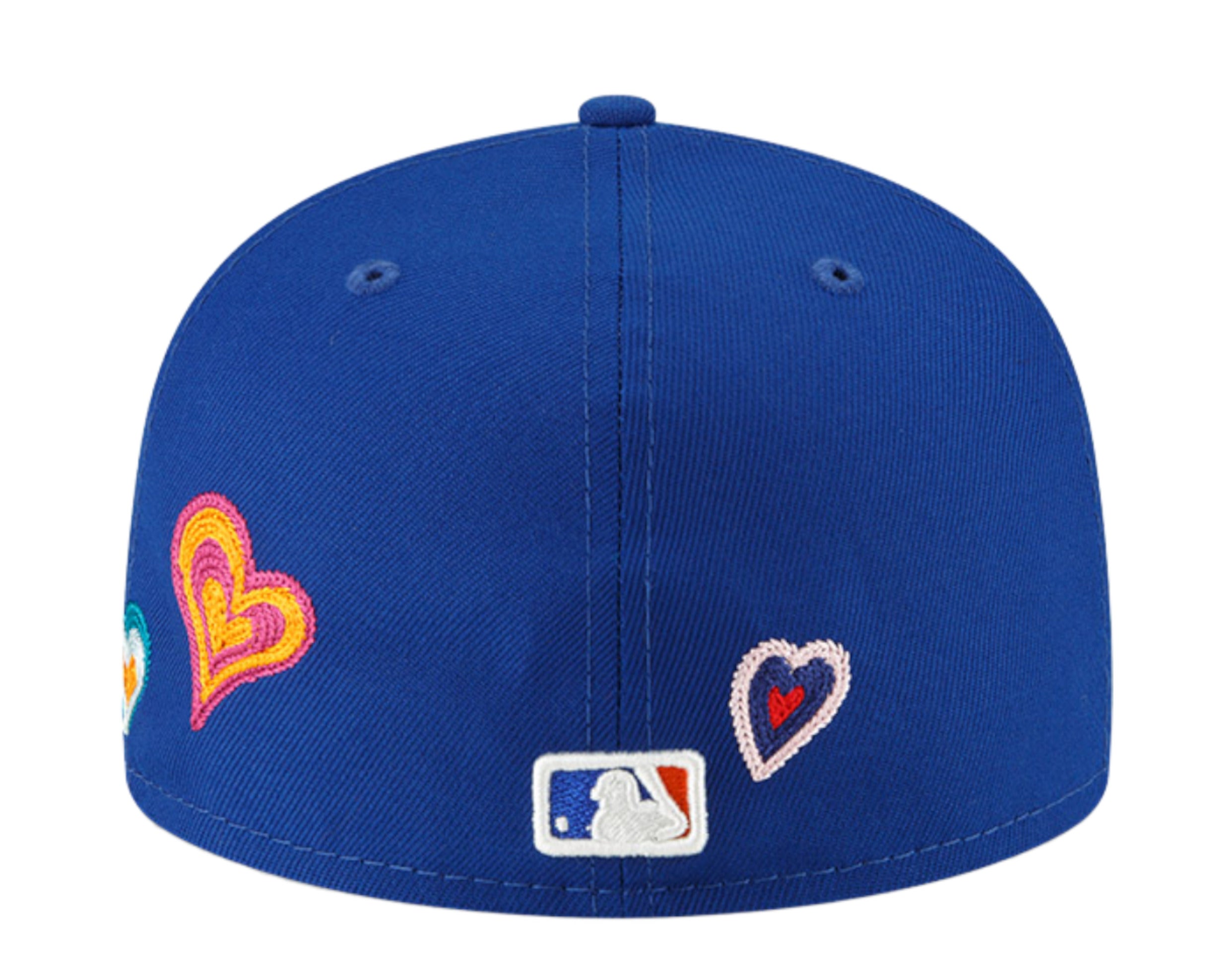 New Era 59Fifty MLB New York Mets Chain Stitch Heart Fitted Hat W/ Pink  Undervisor