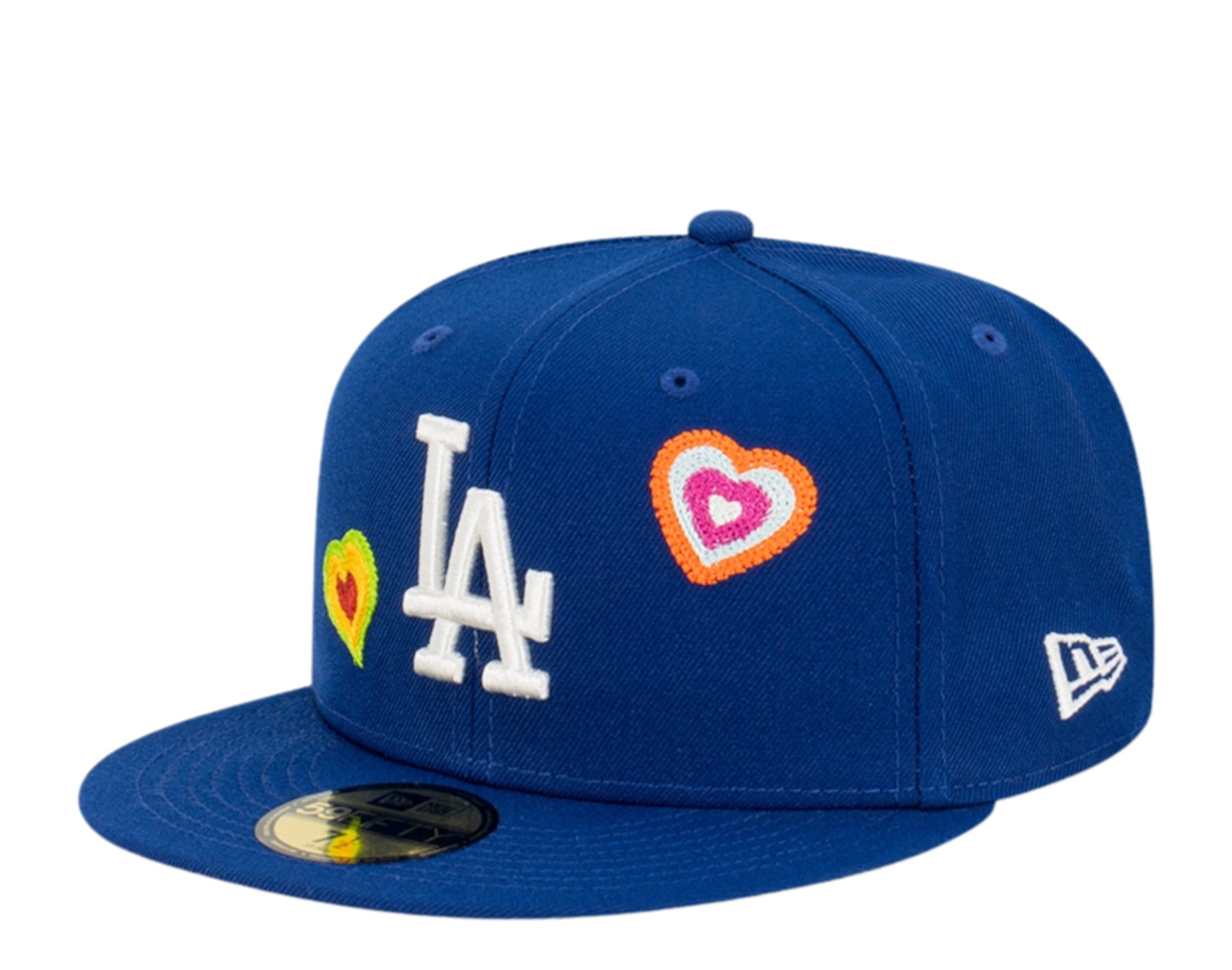 New Era 59Fifty MLB Los Angeles Dodgers Chain Stitch Heart Fitted Hat W/ Pink Undervisor