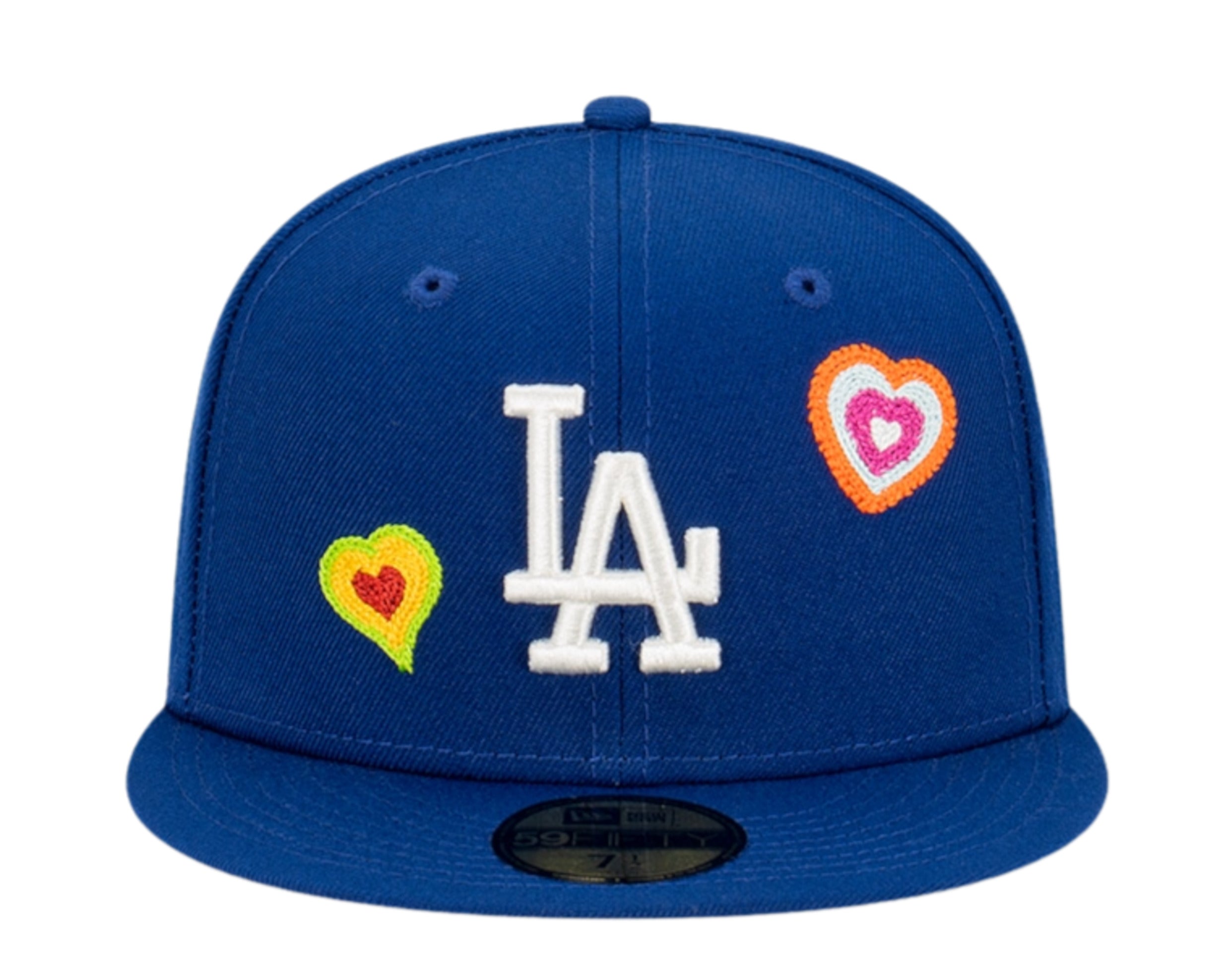 New Era 59Fifty MLB Los Angeles Dodgers Chain Stitch Heart Fitted Hat W/ Pink Undervisor