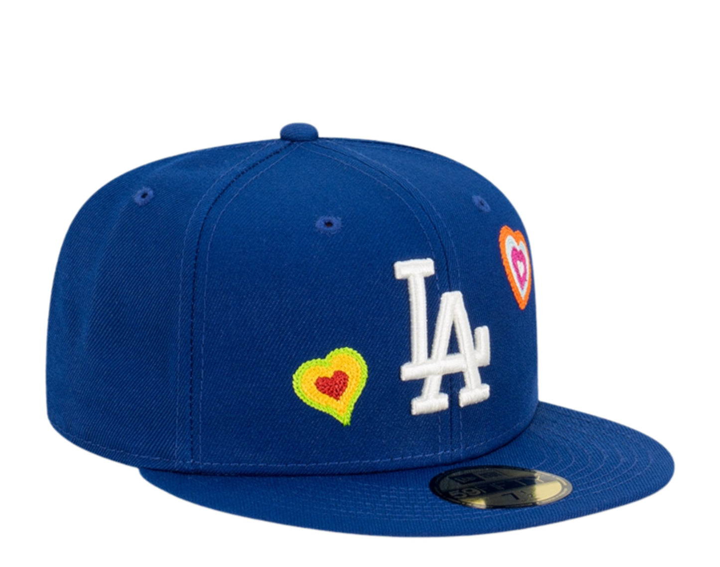 New Era 59Fifty MLB Los Angeles Dodgers Chain Stitch Heart Fitted Hat W/ Pink Undervisor