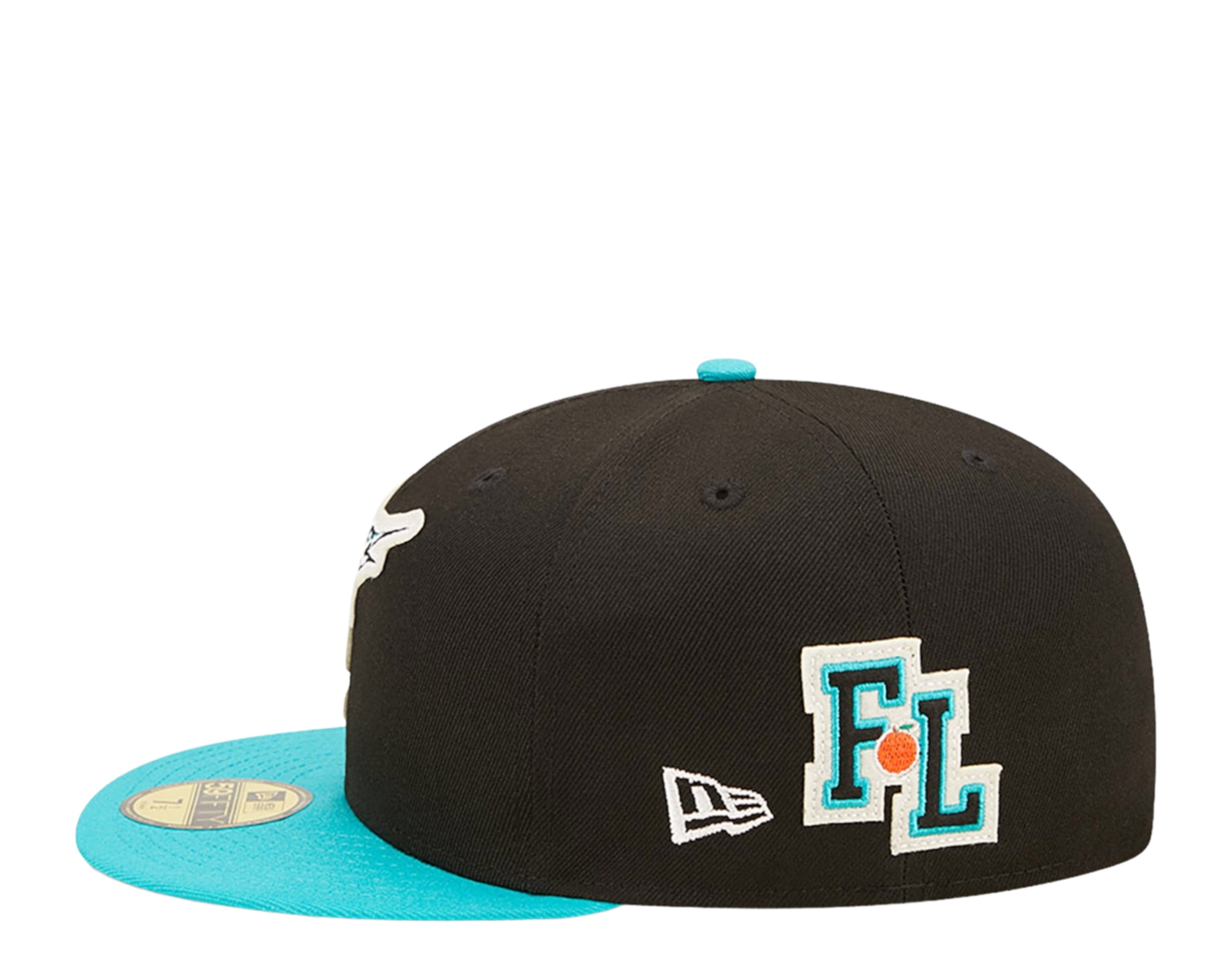 New Era 59Fifty Florida Marlins Fitted Hat Dark Green White