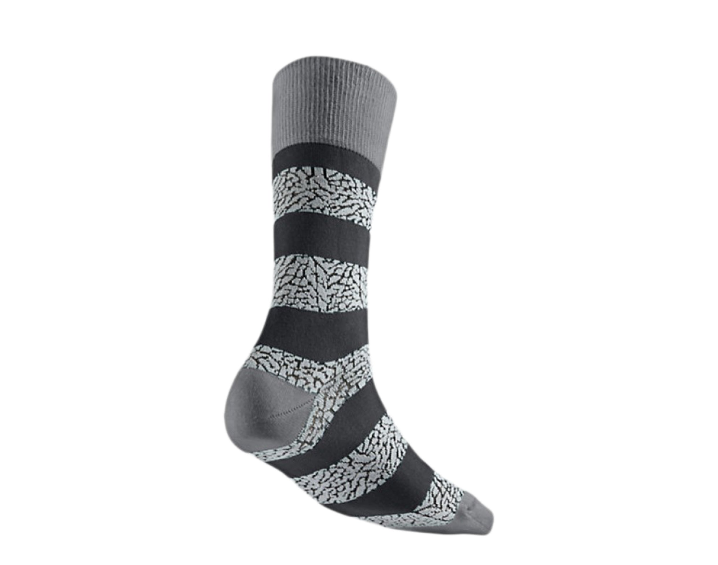 Nike Air Jordan Striped Elephant Print Crew Socks