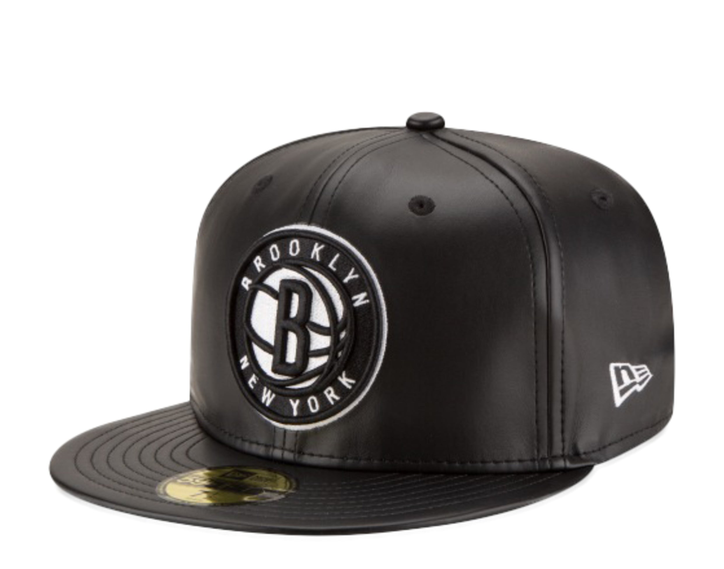 New Era 59Fifty NBA Brooklyn Nets Team Faux Leather Fitted Hat