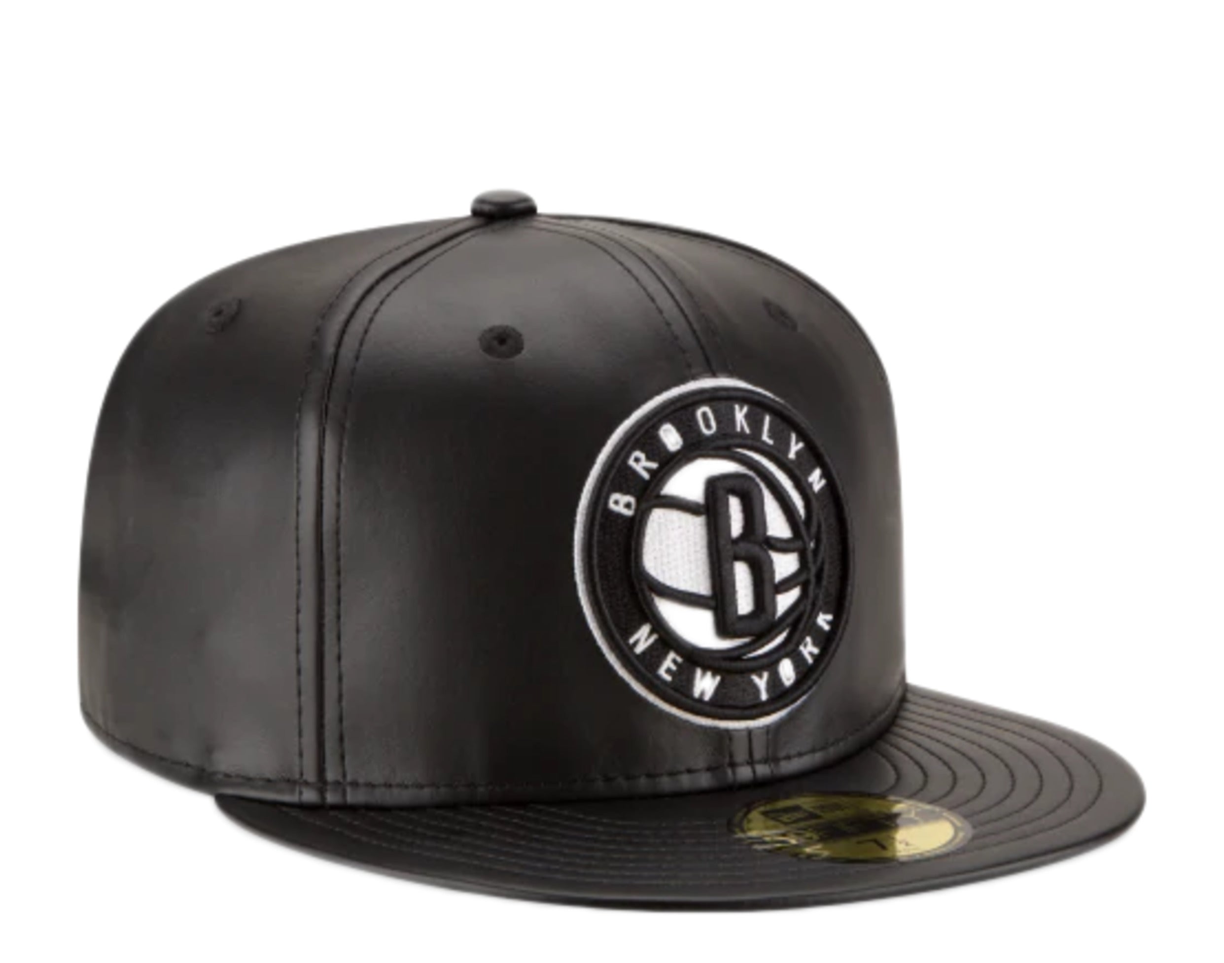 New Era 59Fifty NBA Brooklyn Nets Team Faux Leather Fitted Hat