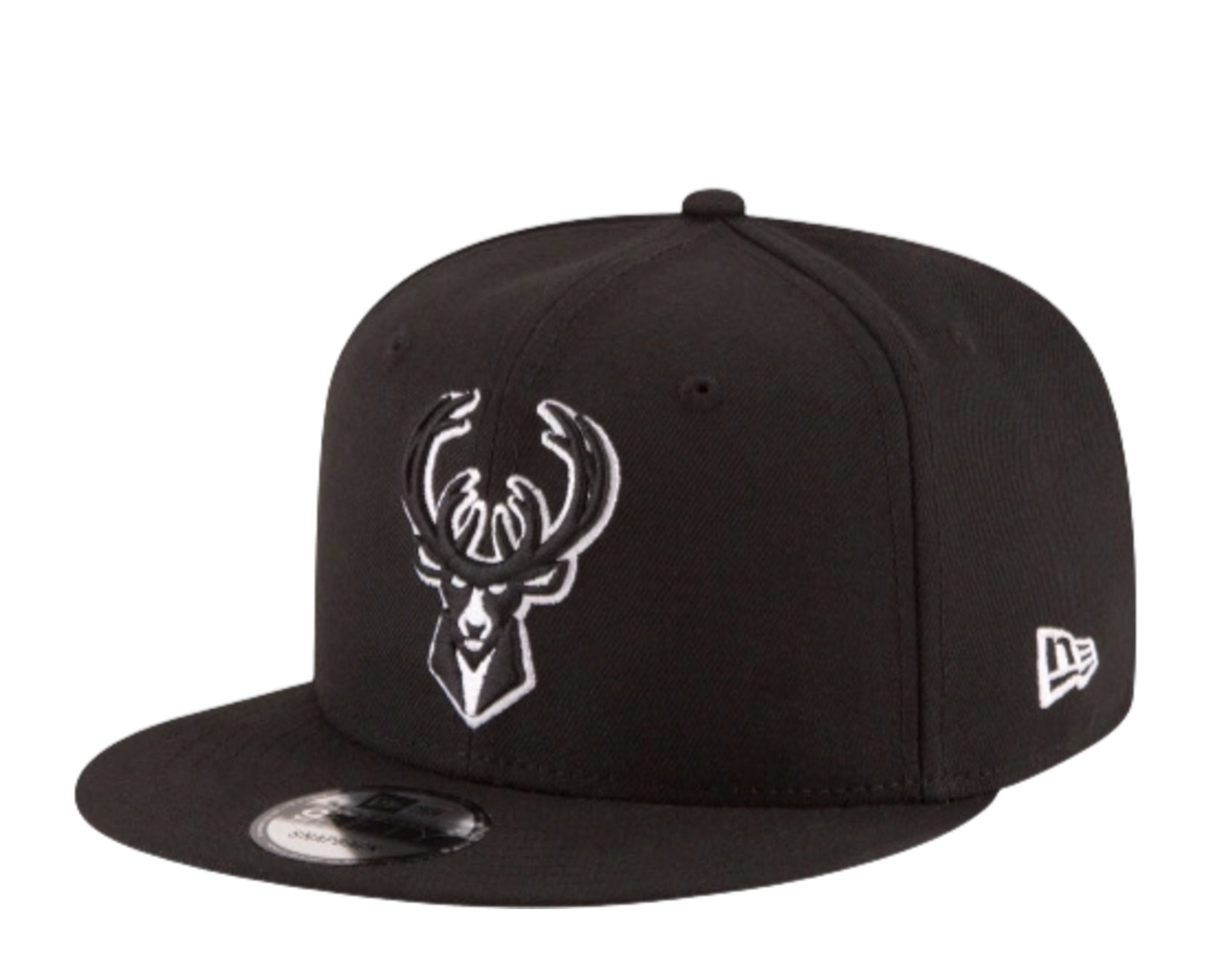 New Era 9Fifty NBA Milwaukee Bucks Black And White Basic Snapback Hat