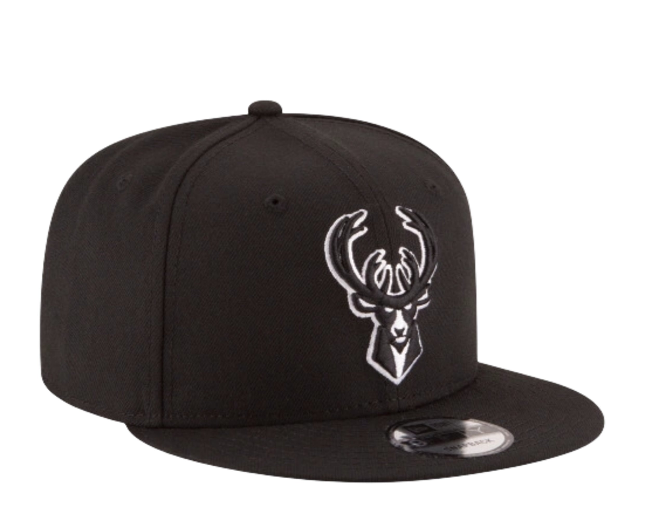 New Era 9Fifty NBA Milwaukee Bucks Black And White Basic Snapback Hat