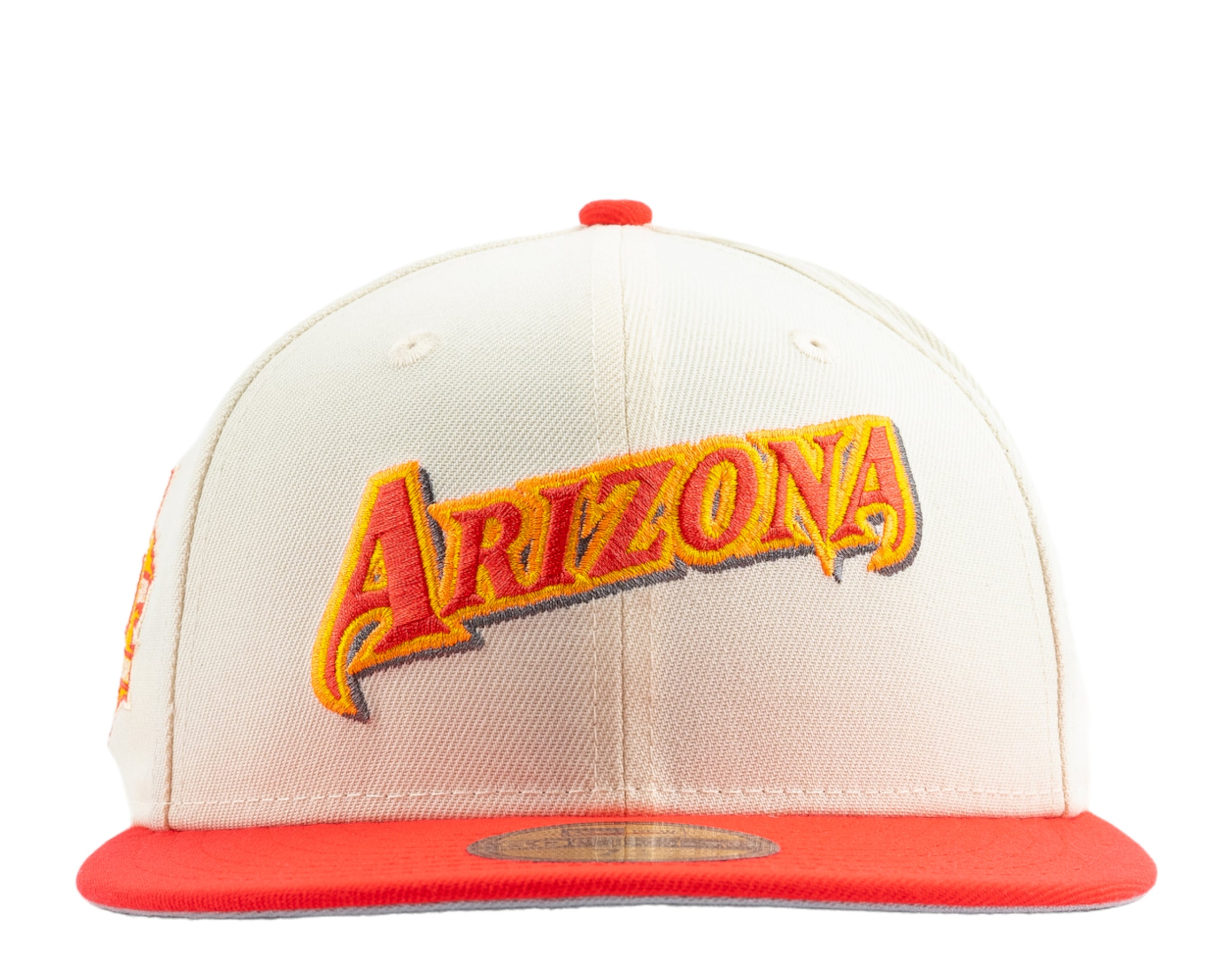 Red Script Arizona Diamondbacks Gray Bottom 20th Anniversary Side Patch New Era 59FIFTY Fitted 8