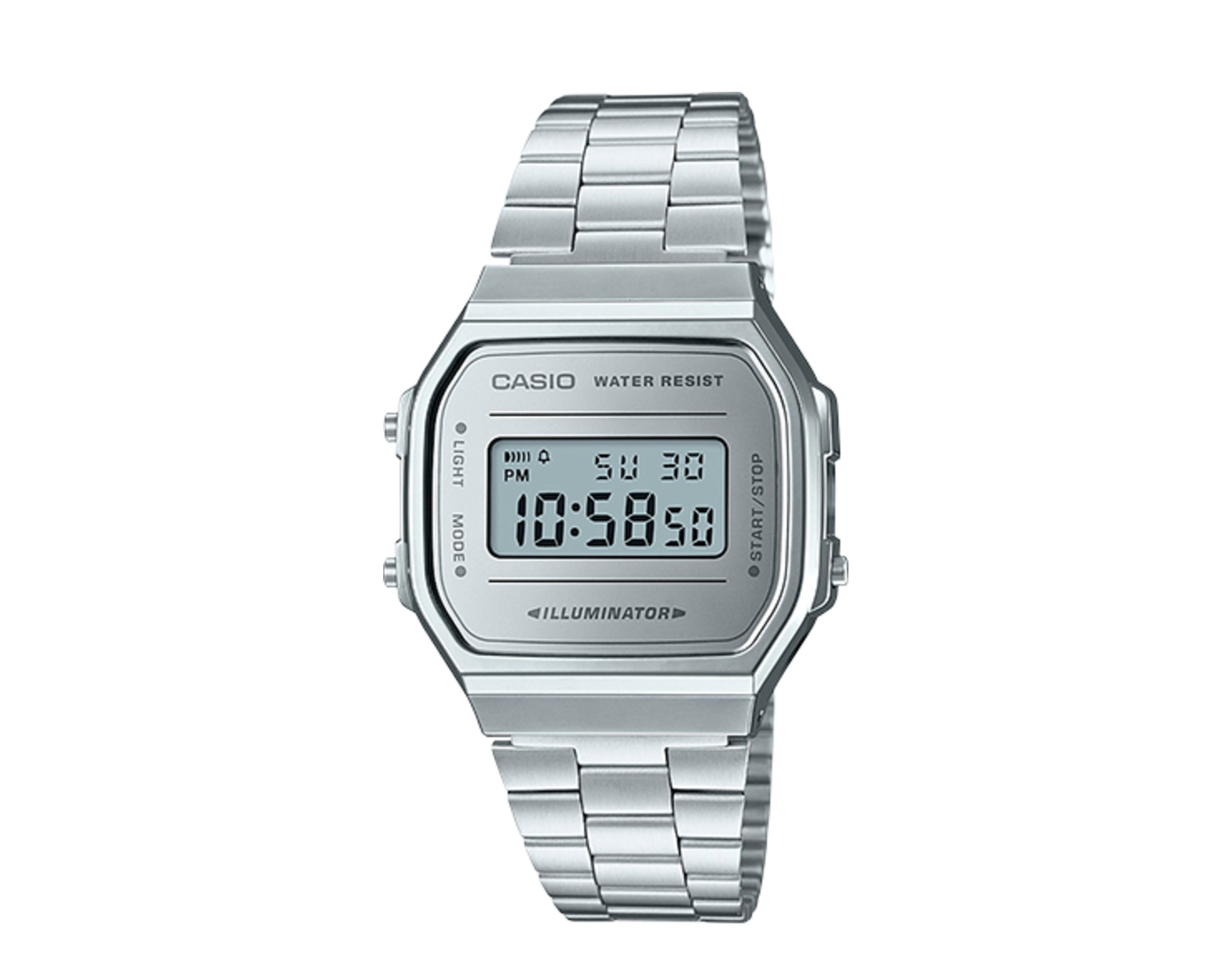 Casio A168WEM Vintage Mirror Finish Digital Stainless Steel Watch