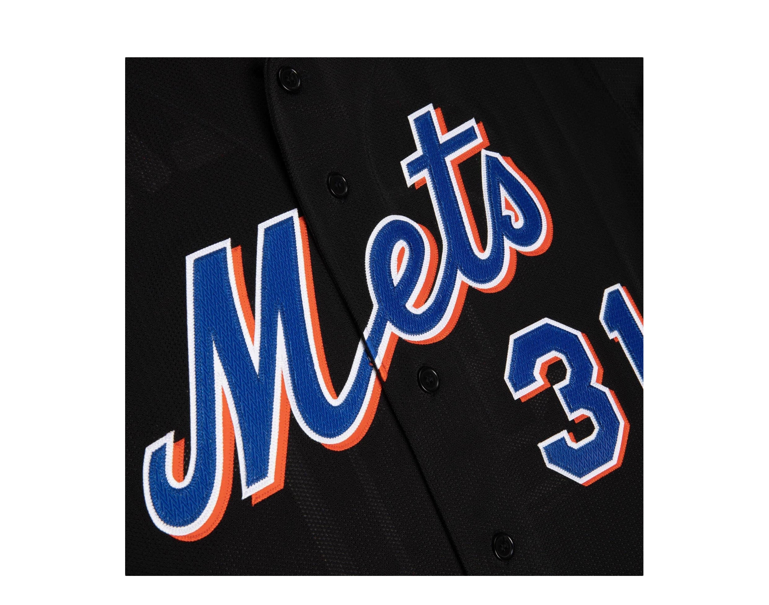 Men's New York Mets Mike Piazza Mitchell & Ness Black Cooperstown  Collection Mesh Batting Practice Button-Up Jersey