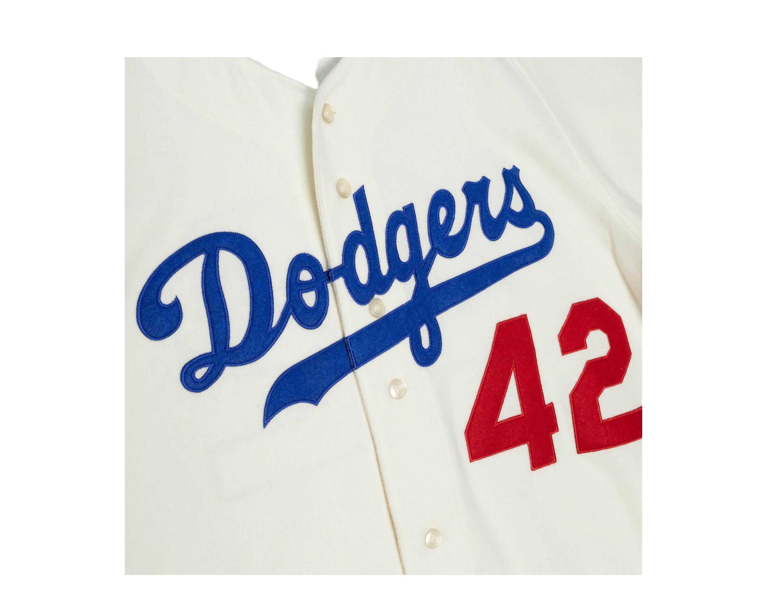 Jackie Robinson Brooklyn Dodgers Mitchell & Ness 1955 Cooperstown  Collection Authentic Jersey - Cream