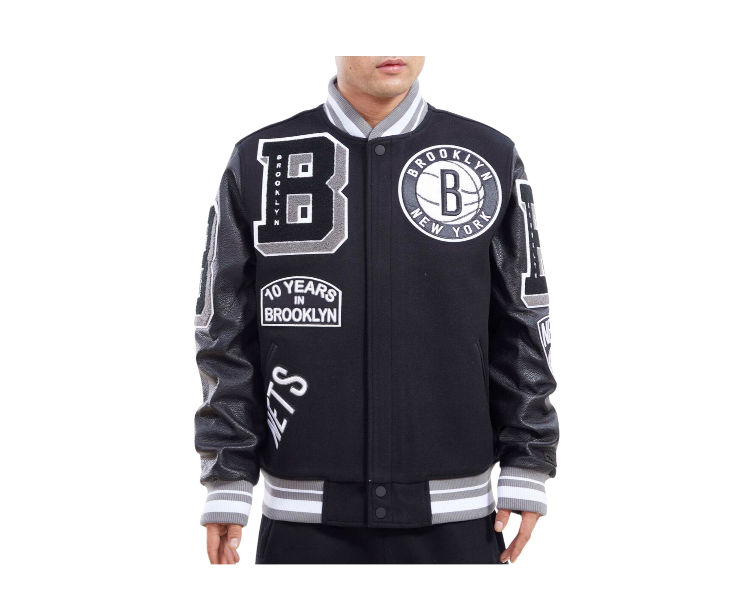 Pro Standard NBA Brooklyn Nets Mash Up Logo Varsity Men's Jacket